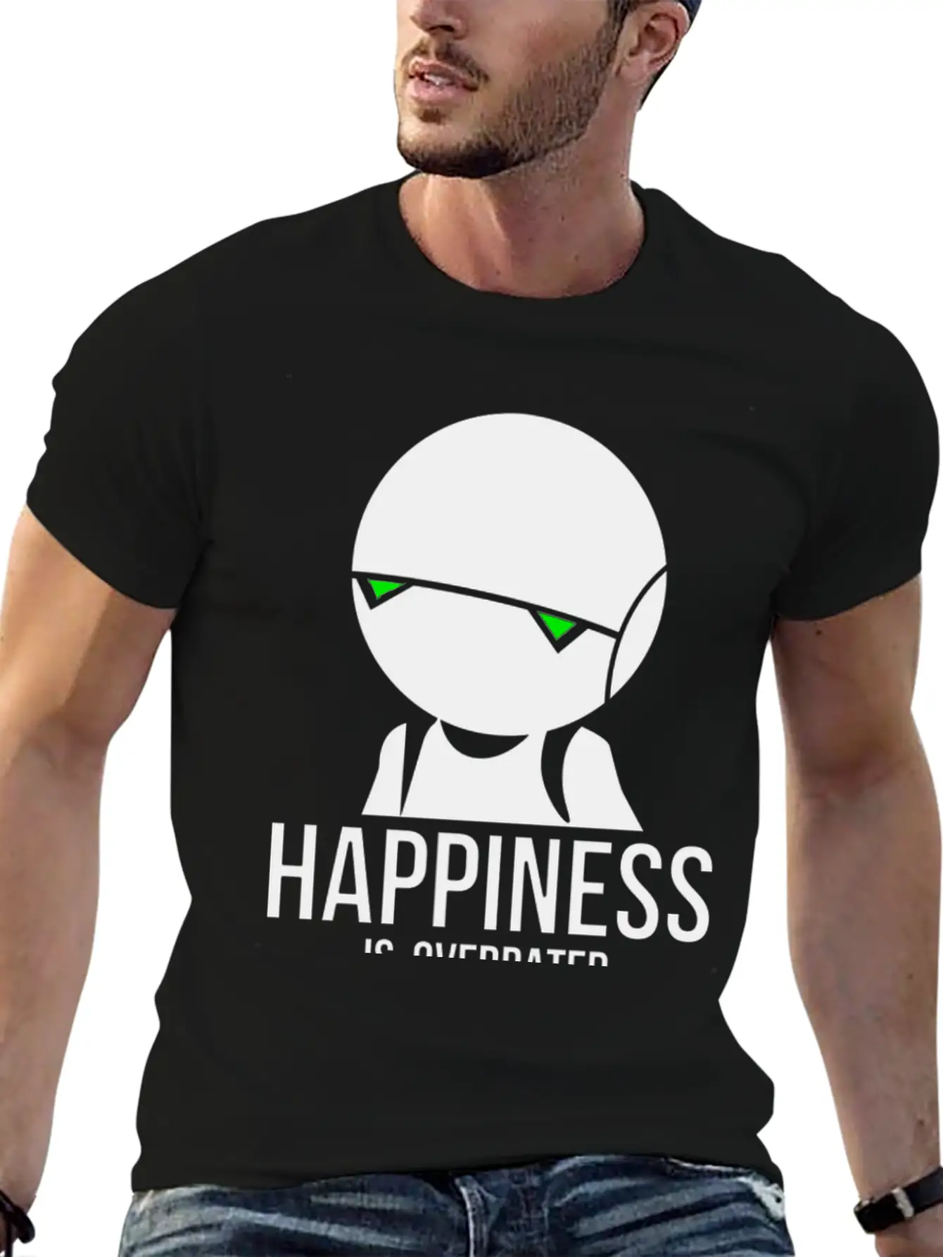 Happiness Is Overated Breathable Soft Cotton T-Shirt – Timeless Casual Look