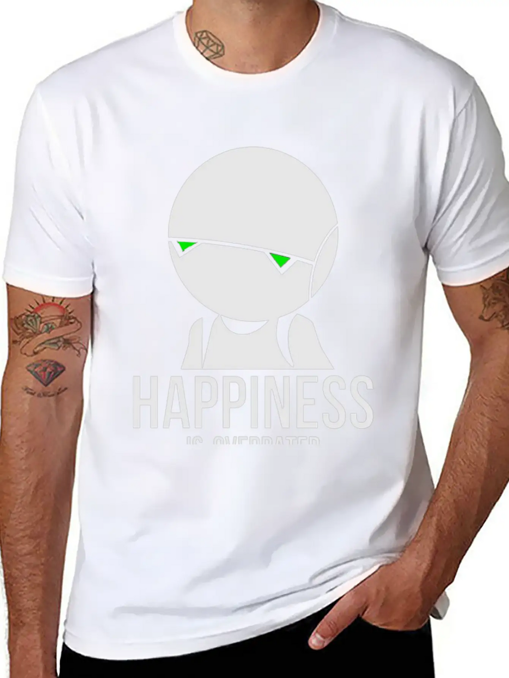 Happiness Is Overated Breathable Soft Cotton T-Shirt – Timeless Casual Look