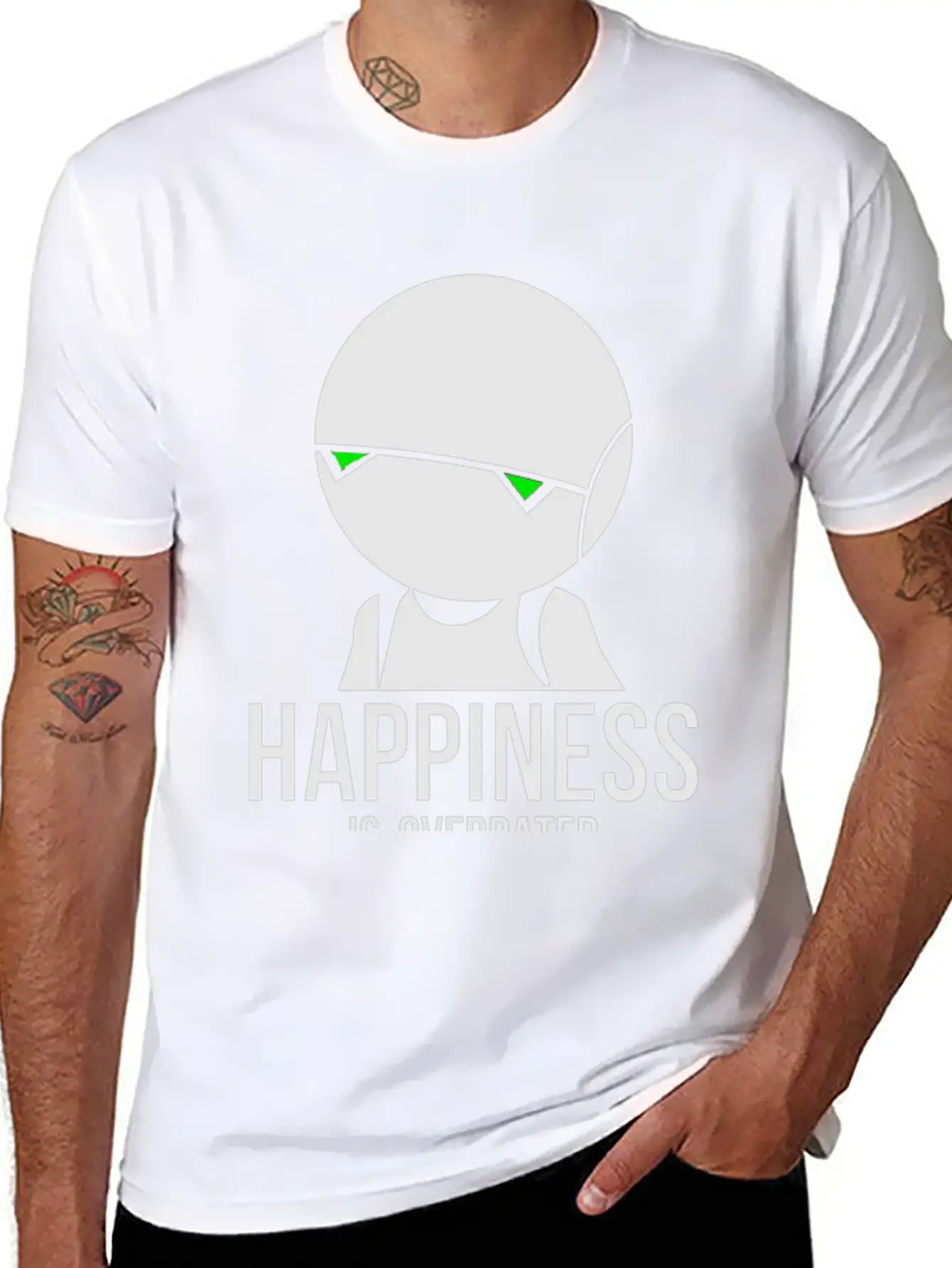 Happiness Is Overated Breathable Soft Cotton T-Shirt – Timeless Casual Look