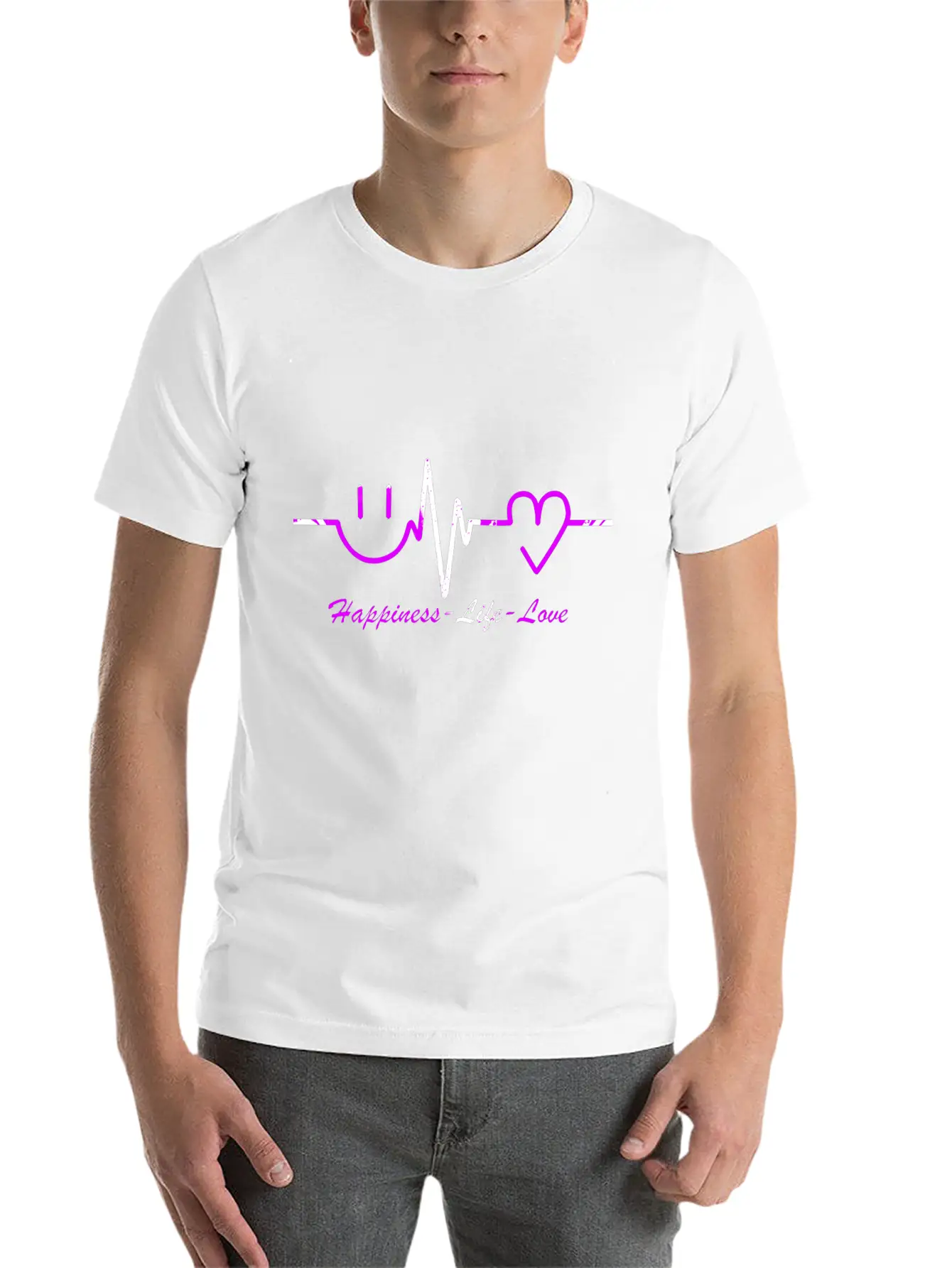 Happiness Life Love Breathable Graphic T-Shirt – Perfect For Casual Days