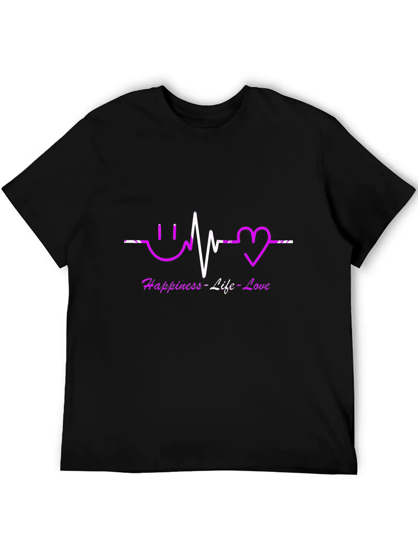 Happiness Life Love Breathable Graphic T-Shirt – Perfect For Casual Days