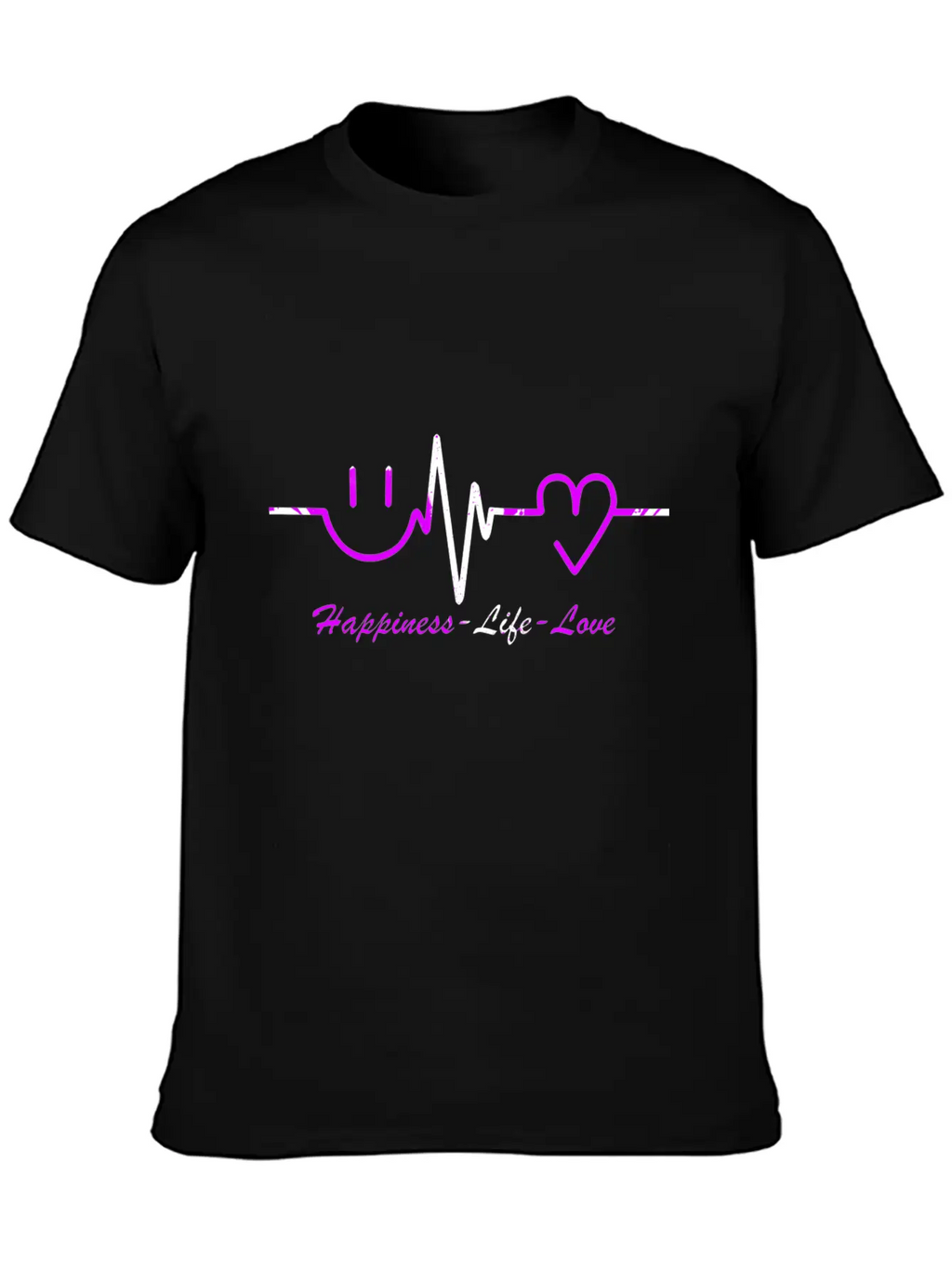 Happiness Life Love Breathable Graphic T-Shirt – Perfect For Casual Days