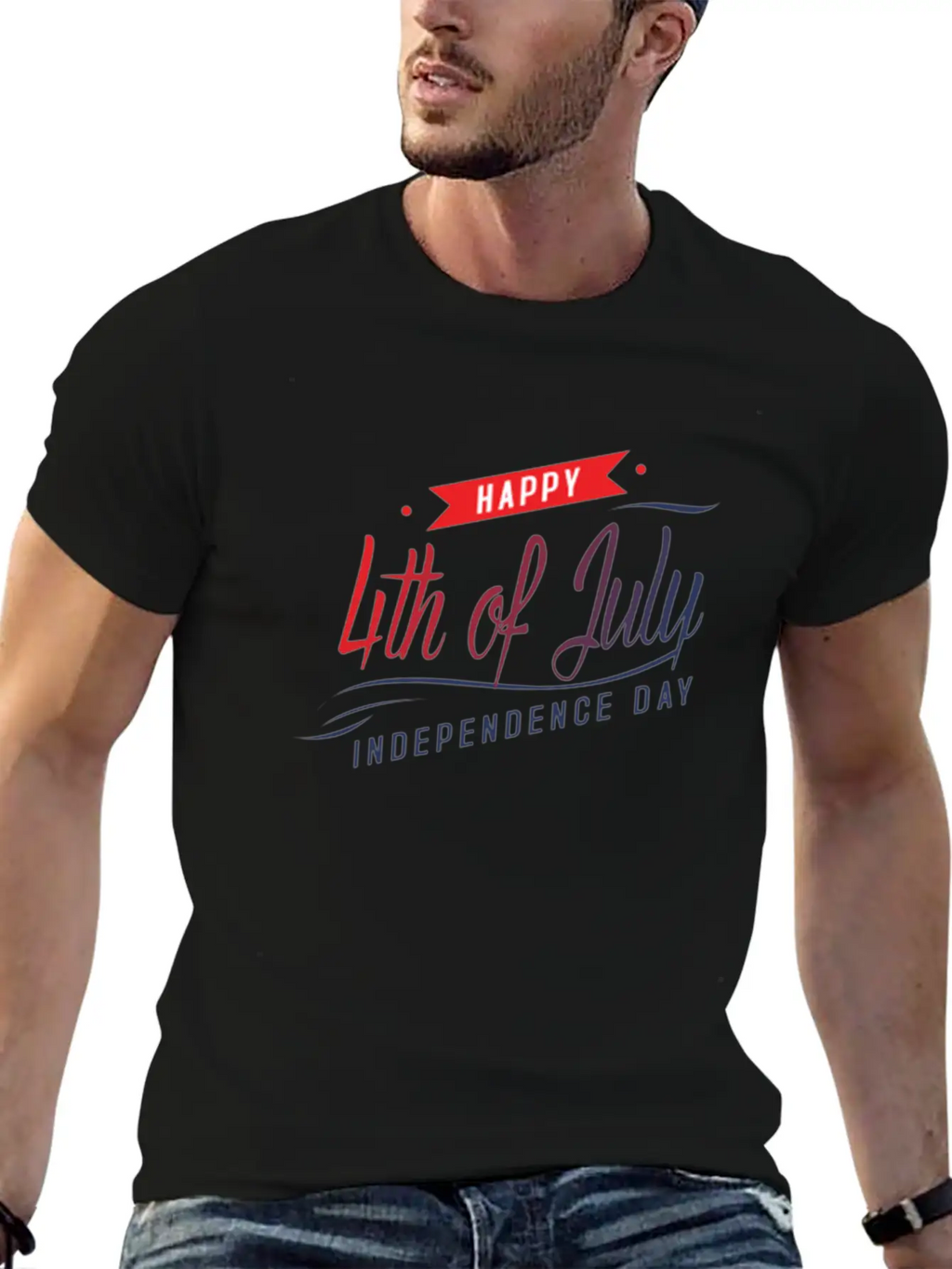Happy 4th Of July Breathable Graphic T-Shirt – Perfect For Casual Days