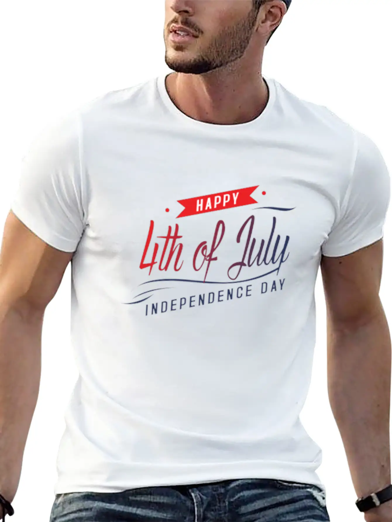 Happy 4th Of July Breathable Graphic T-Shirt – Perfect For Casual Days