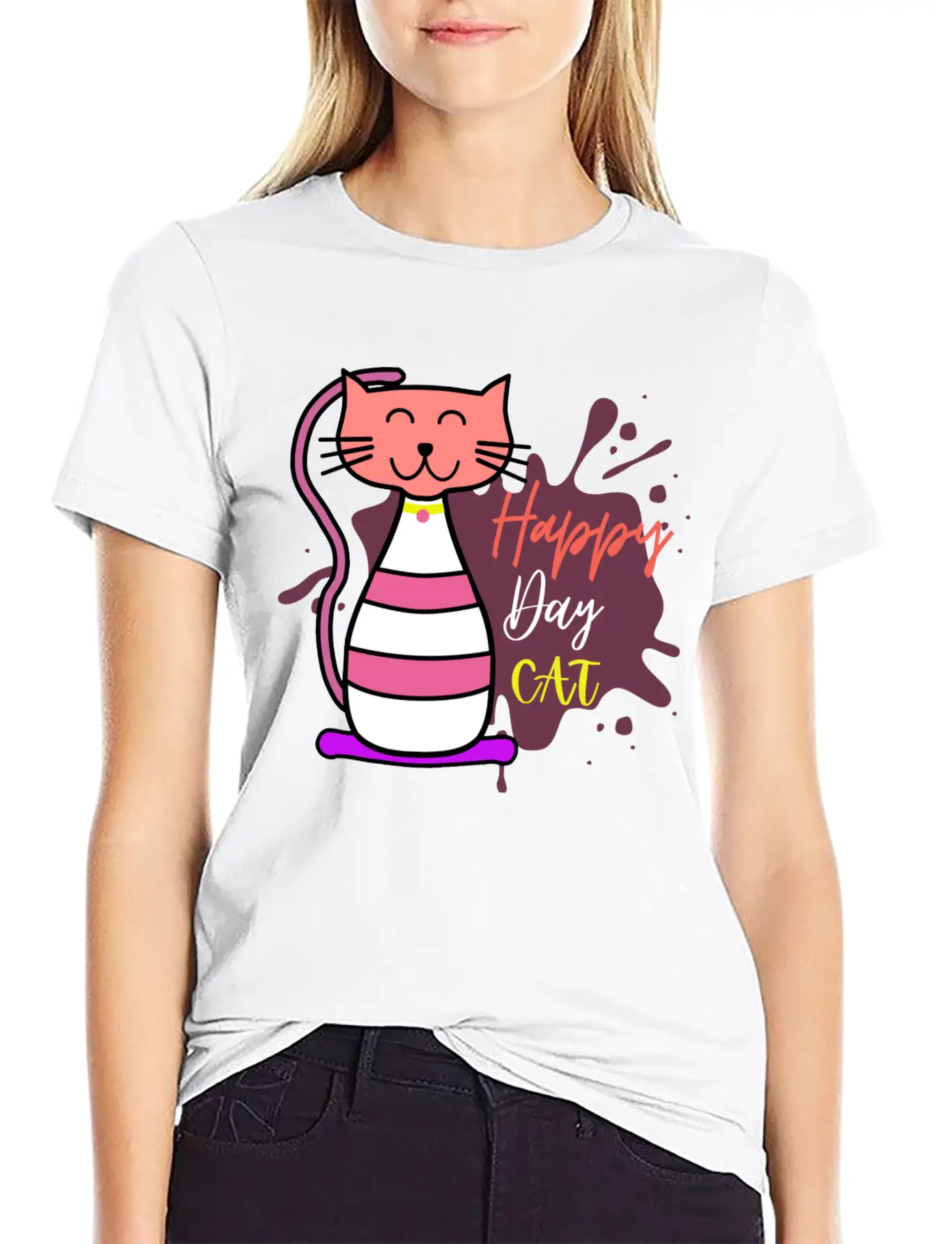 Happy Cat Day International Cat Day Relaxed Everyday Tee – Lightweight And Durable Cotton