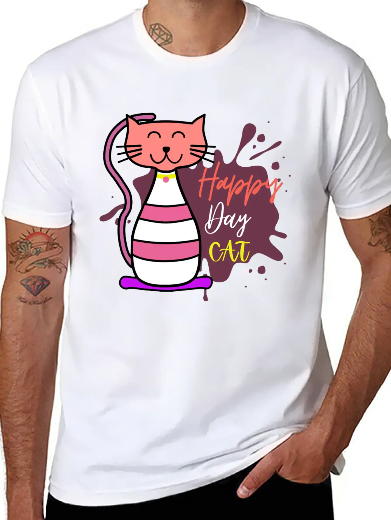 Happy Cat Day International Cat Day Relaxed Everyday Tee – Lightweight And Durable Cotton
