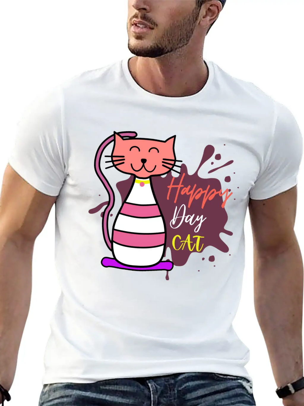 Happy Cat Day International Cat Day Relaxed Everyday Tee – Lightweight And Durable Cotton