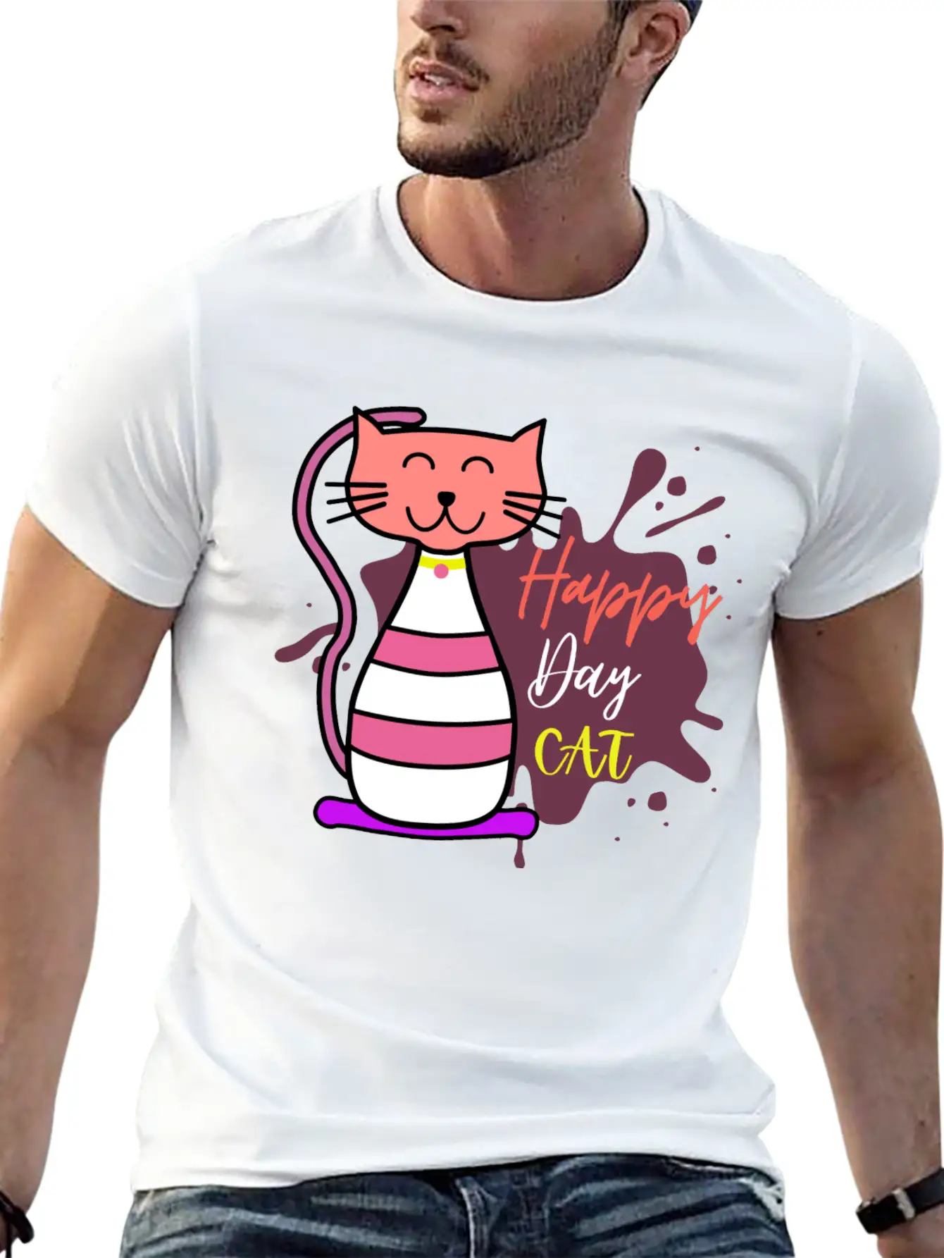 Happy Cat Day International Cat Day Relaxed Everyday Tee – Lightweight And Durable Cotton