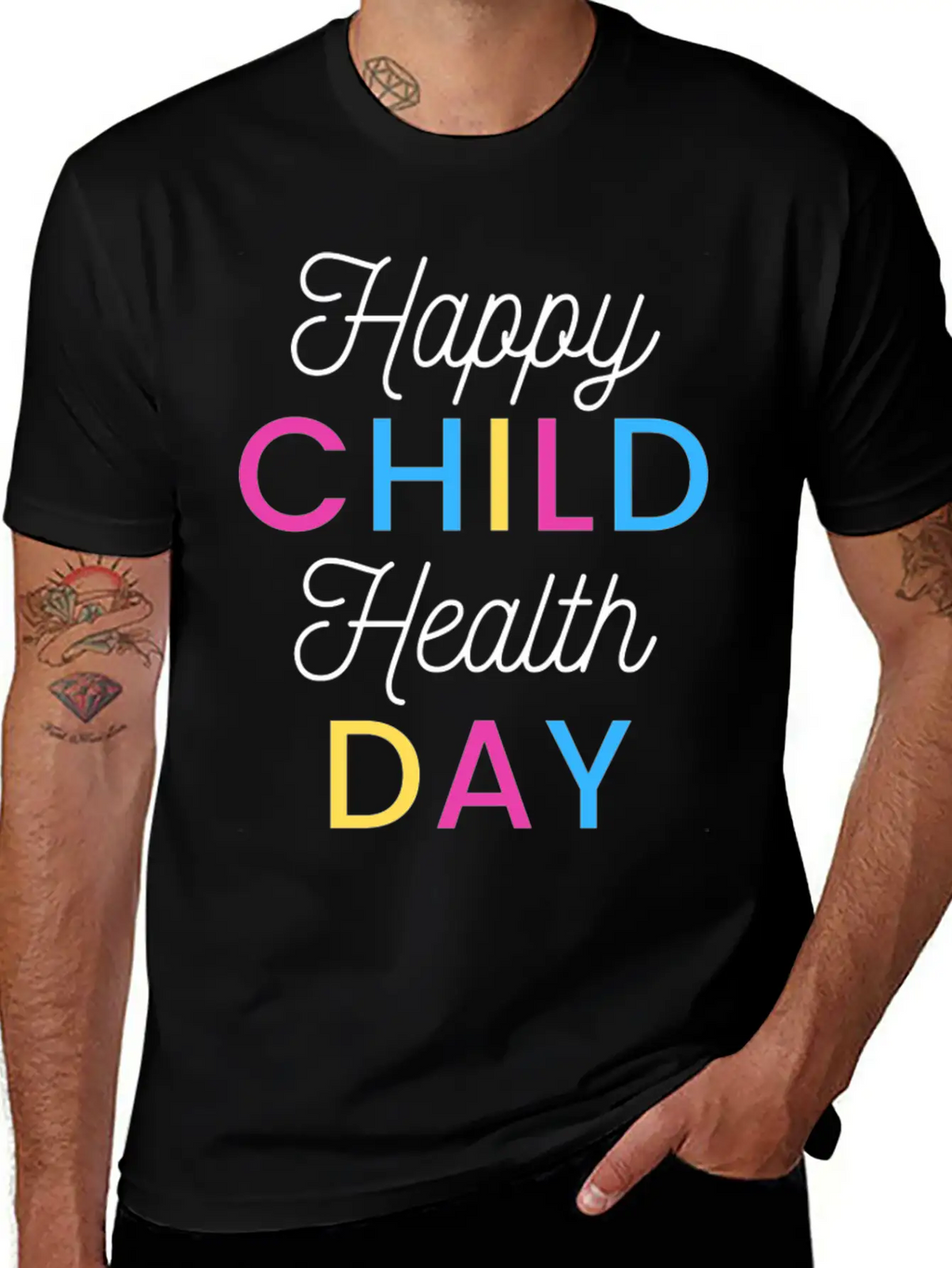 Happy Child Health Day Basic Graphic T-Shirt – Daily Comfort In Soft Cotton