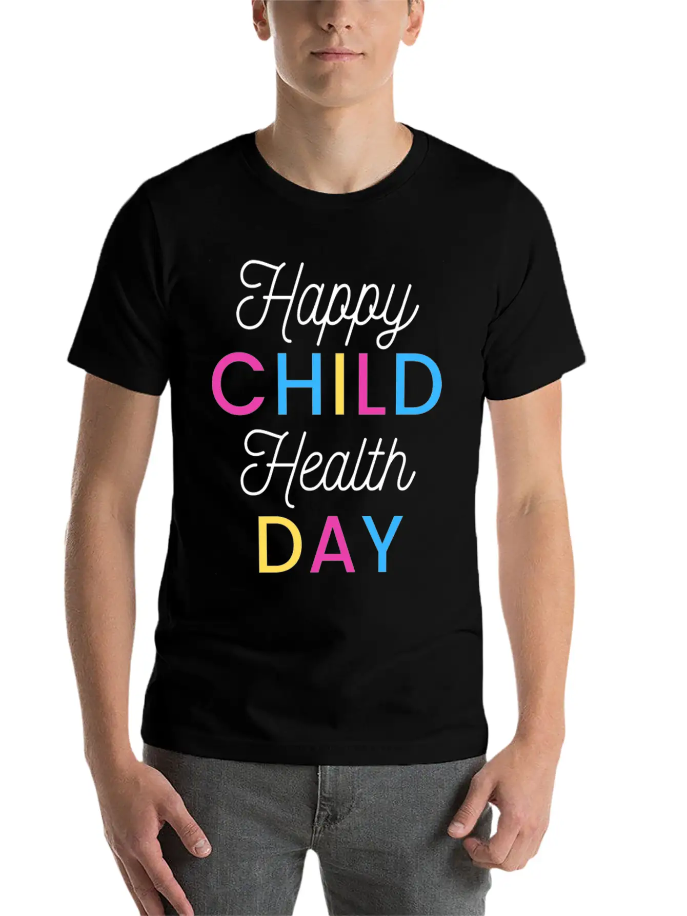 Happy Child Health Day Basic Graphic T-Shirt – Daily Comfort In Soft Cotton