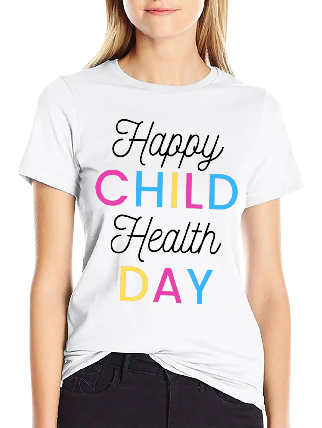 Happy Child Health Day Basic Graphic T-Shirt – Daily Comfort In Soft Cotton