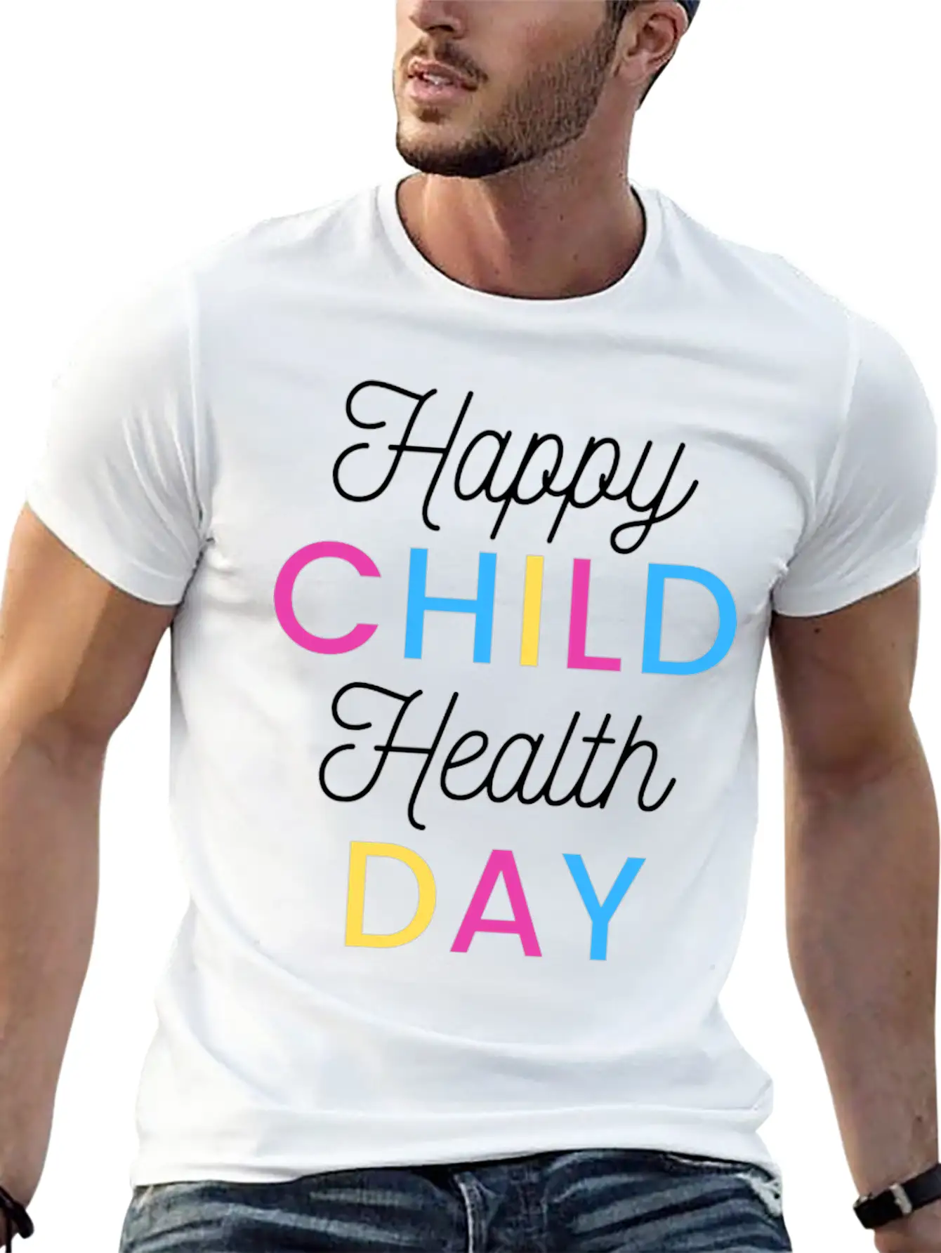 Happy Child Health Day Basic Graphic T-Shirt – Daily Comfort In Soft Cotton