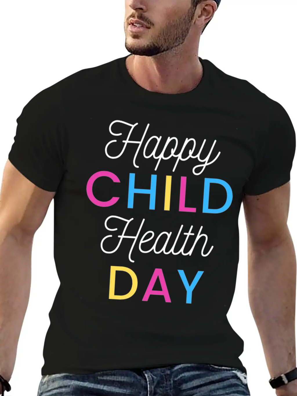 Happy Child Health Day Basic Graphic T-Shirt – Daily Comfort In Soft Cotton