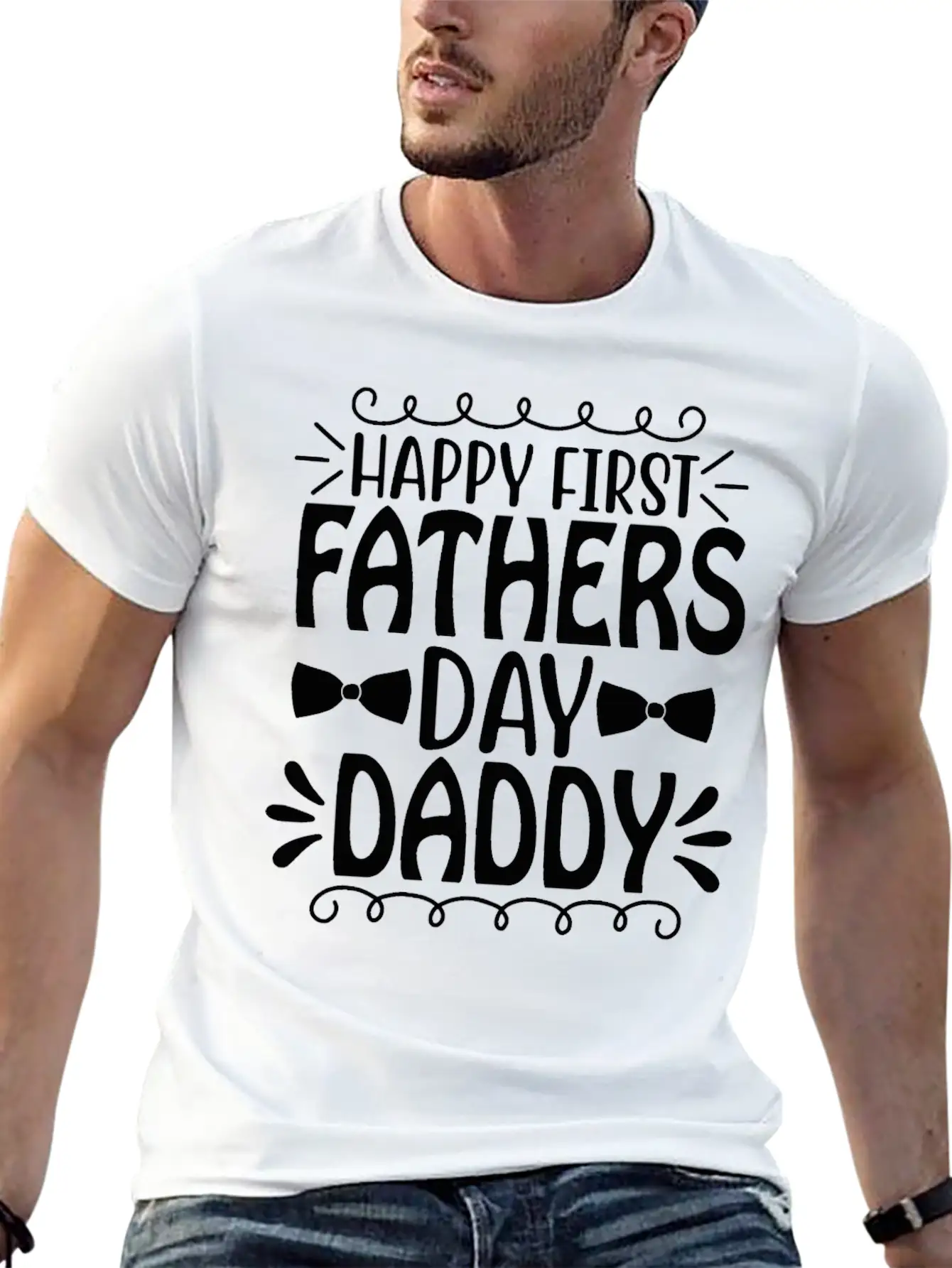 Happy First Father's Day Daddy Breathable Graphic T-Shirt – Perfect For Casual Days