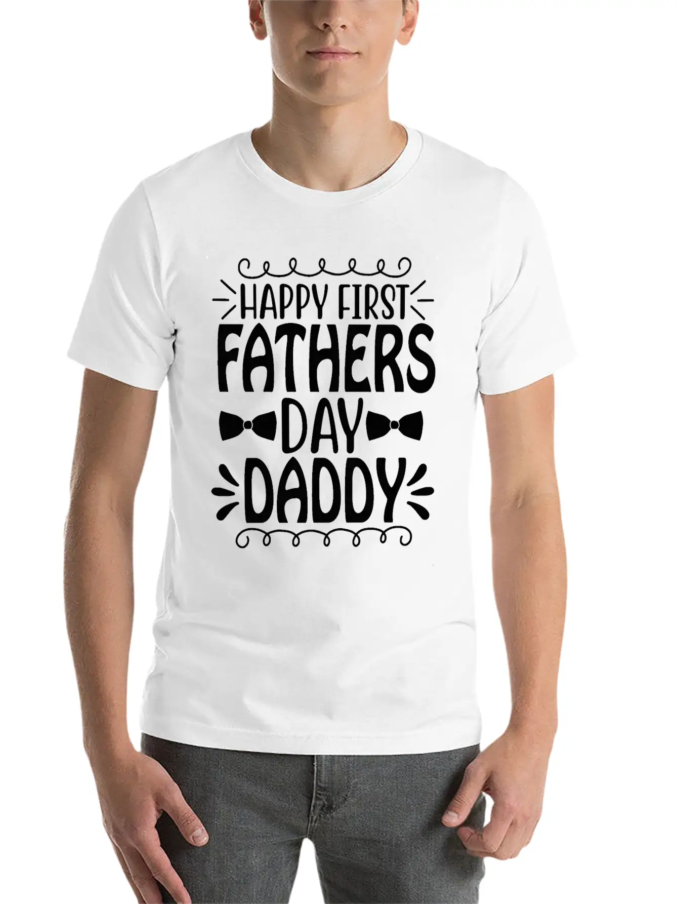 Happy First Father's Day Daddy Breathable Graphic T-Shirt – Perfect For Casual Days