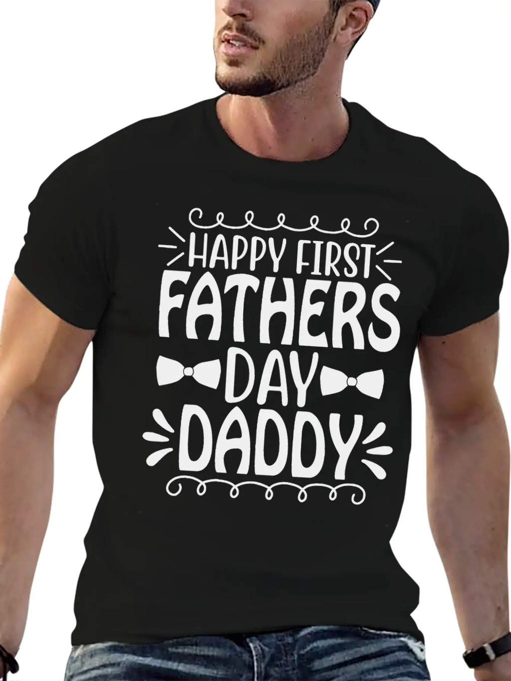 Happy First Father's Day Daddy Breathable Graphic T-Shirt – Perfect For Casual Days