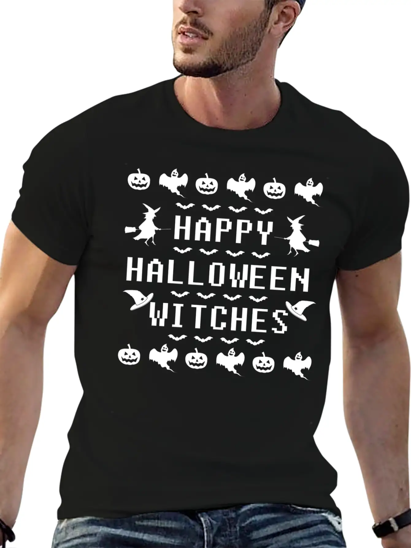 HAPPY HALLOWEEN 1C.png Unisex Casual T-Shirt – Clean Design For Daily Comfort