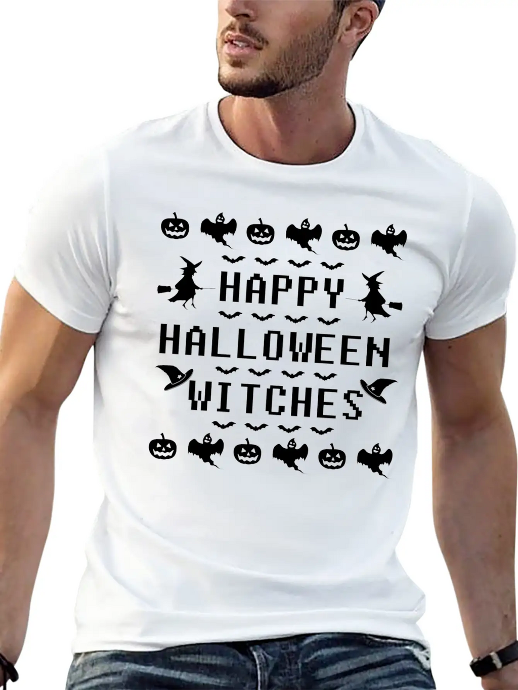 HAPPY HALLOWEEN 1C.png Unisex Casual T-Shirt – Clean Design For Daily Comfort