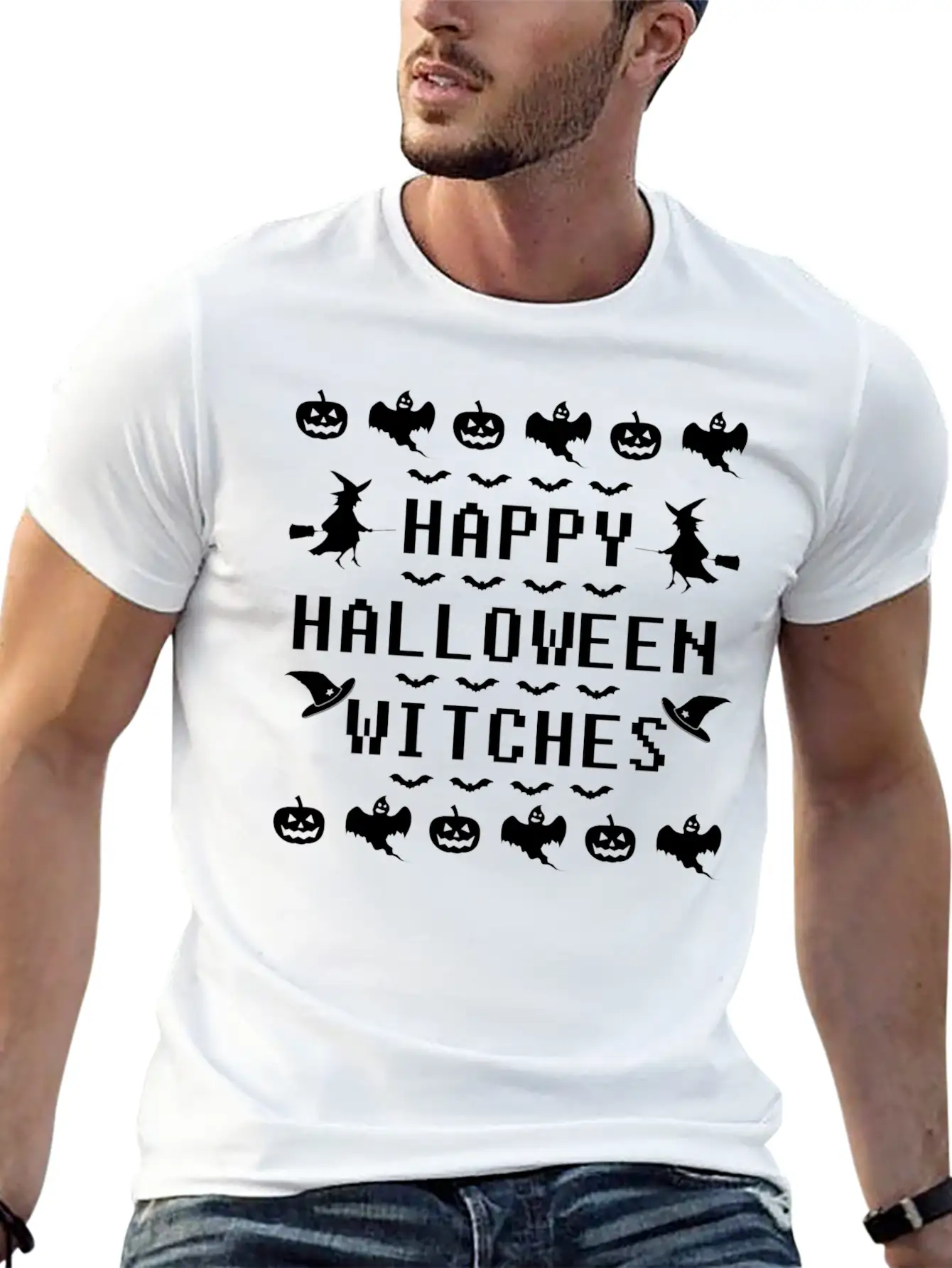 HAPPY HALLOWEEN 1C.png Unisex Casual T-Shirt – Clean Design For Daily Comfort