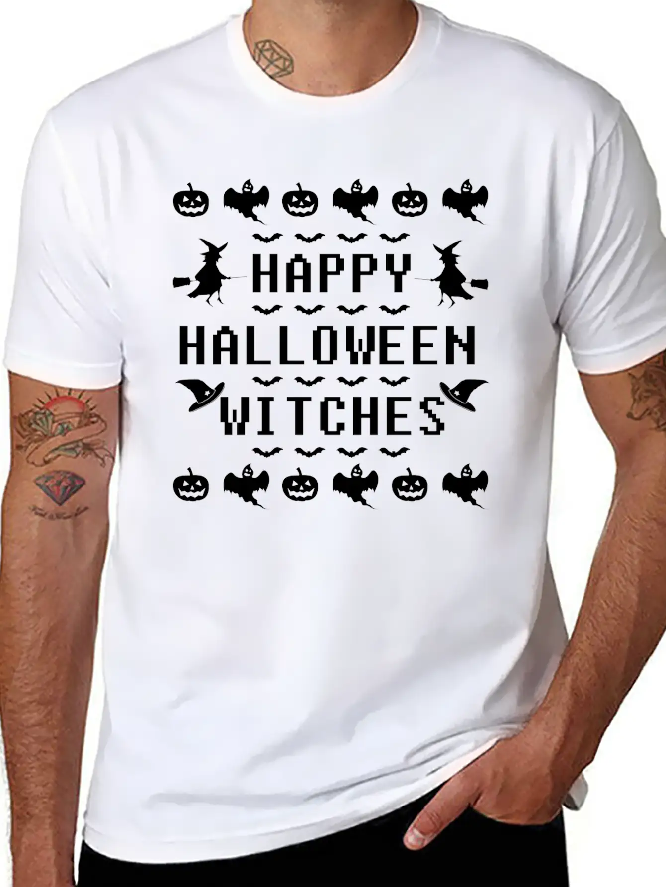 HAPPY HALLOWEEN 1C.png Unisex Casual T-Shirt – Clean Design For Daily Comfort