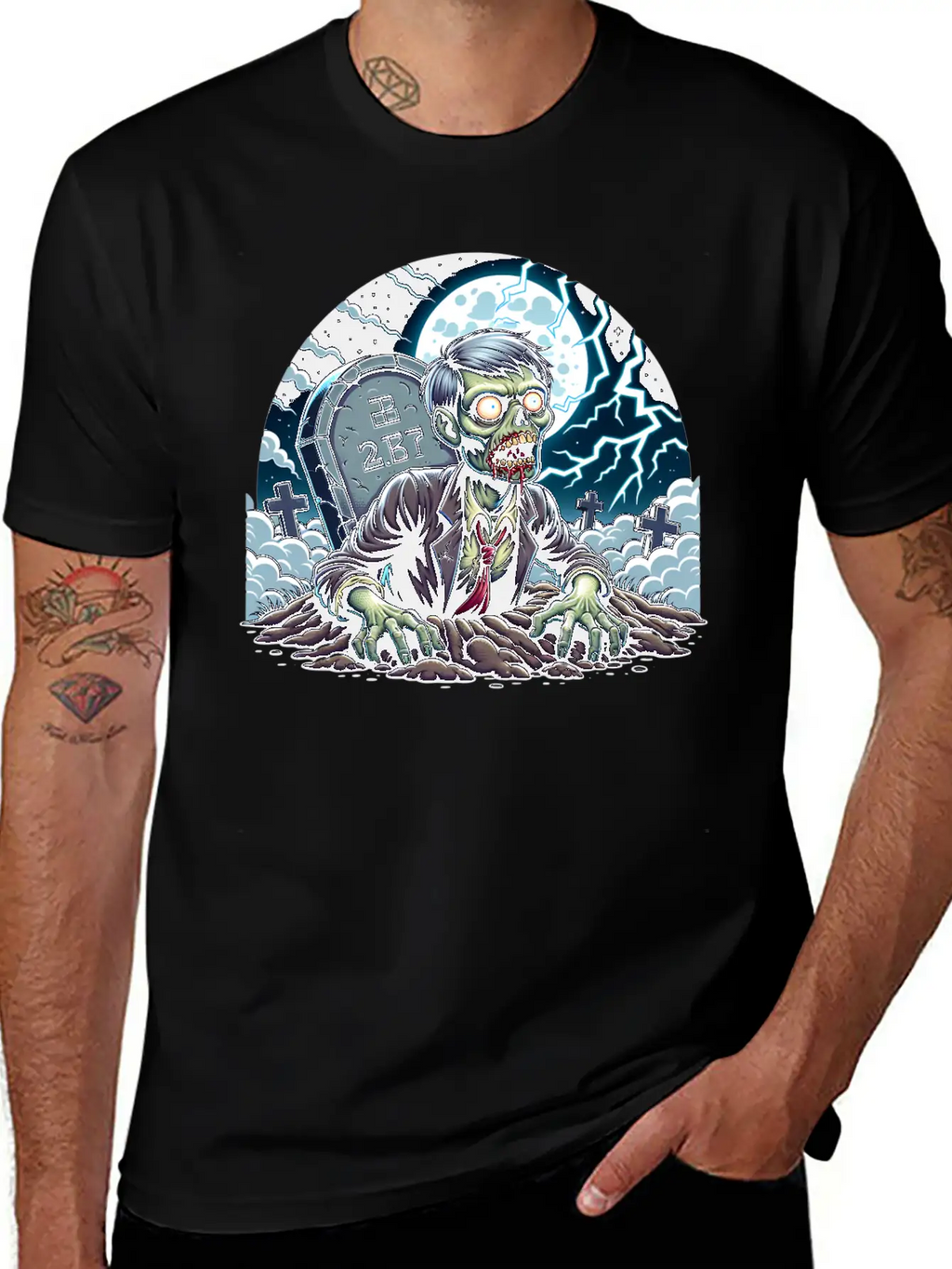 Happy Halloween Zombie Rising From Grave Relaxed Everyday Tee – Lightweight And Durable Cotton