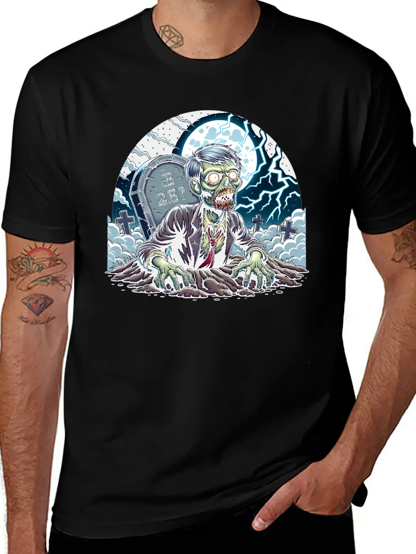 Happy Halloween Zombie Rising From Grave Relaxed Everyday Tee – Lightweight And Durable Cotton