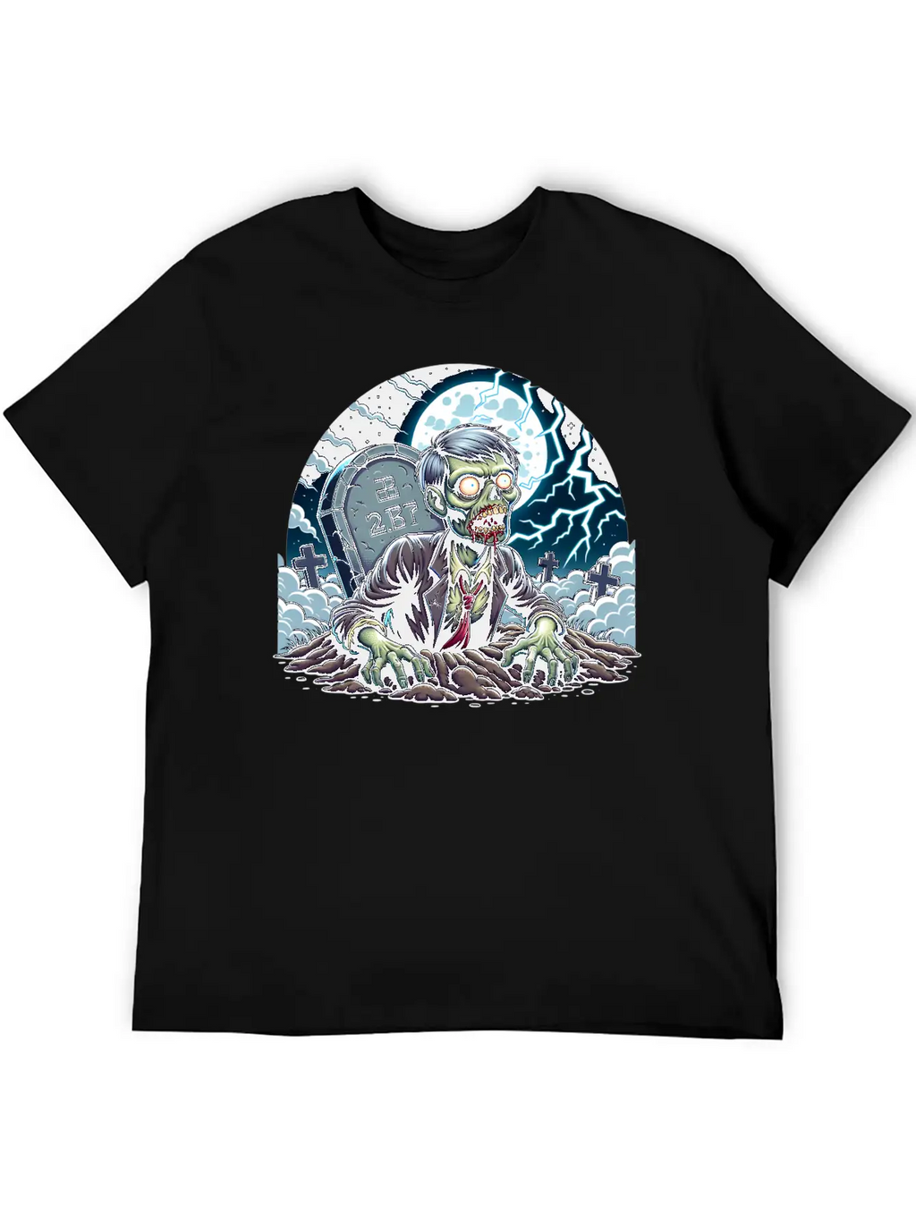 Happy Halloween Zombie Rising From Grave Relaxed Everyday Tee – Lightweight And Durable Cotton