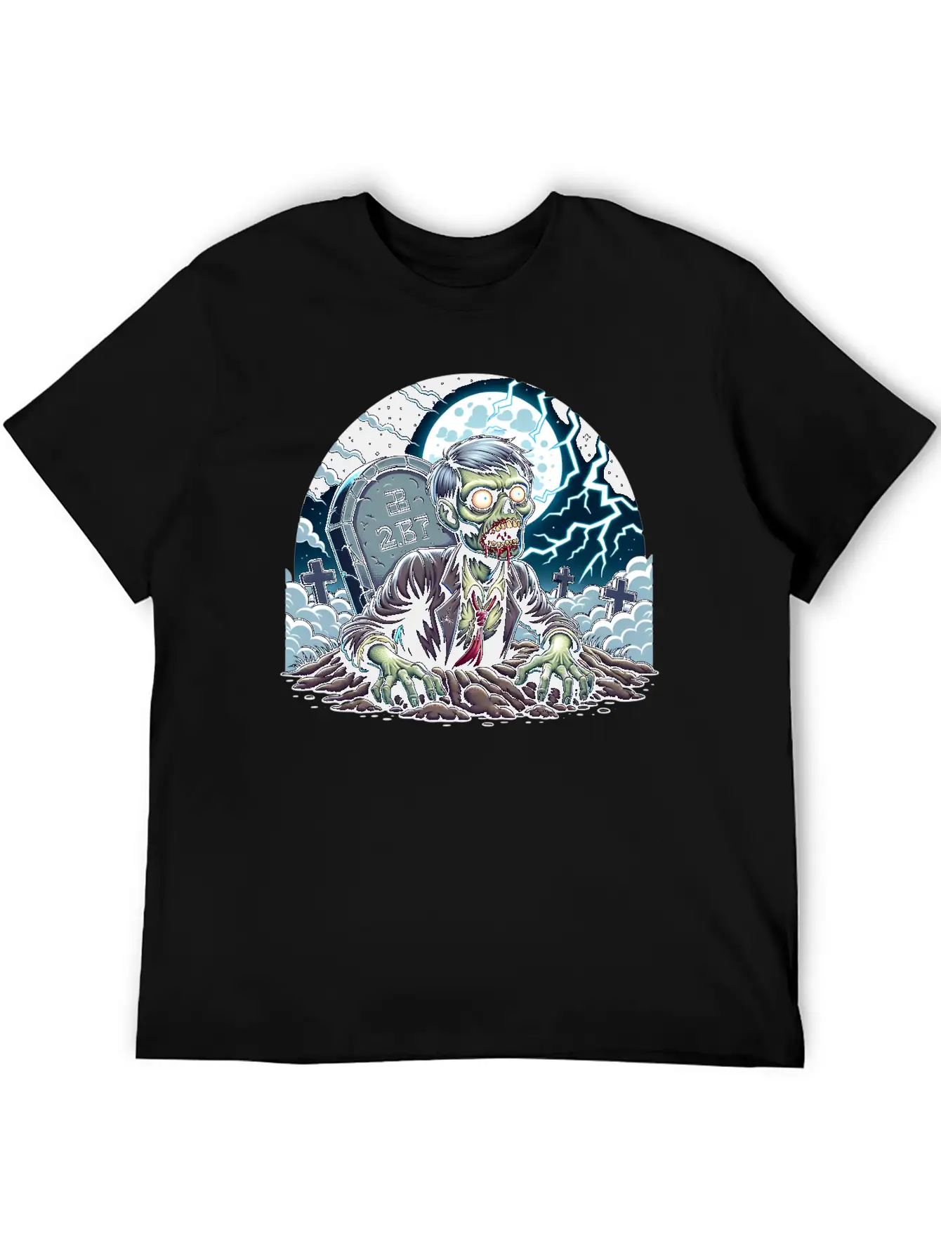 Happy Halloween Zombie Rising From Grave Relaxed Everyday Tee – Lightweight And Durable Cotton