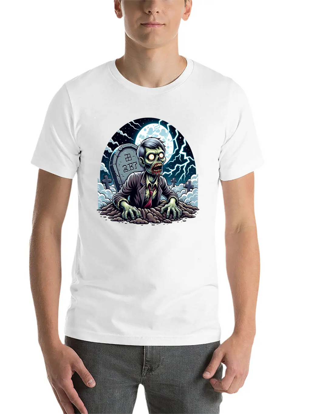 Happy Halloween Zombie Rising From Grave Relaxed Everyday Tee – Lightweight And Durable Cotton