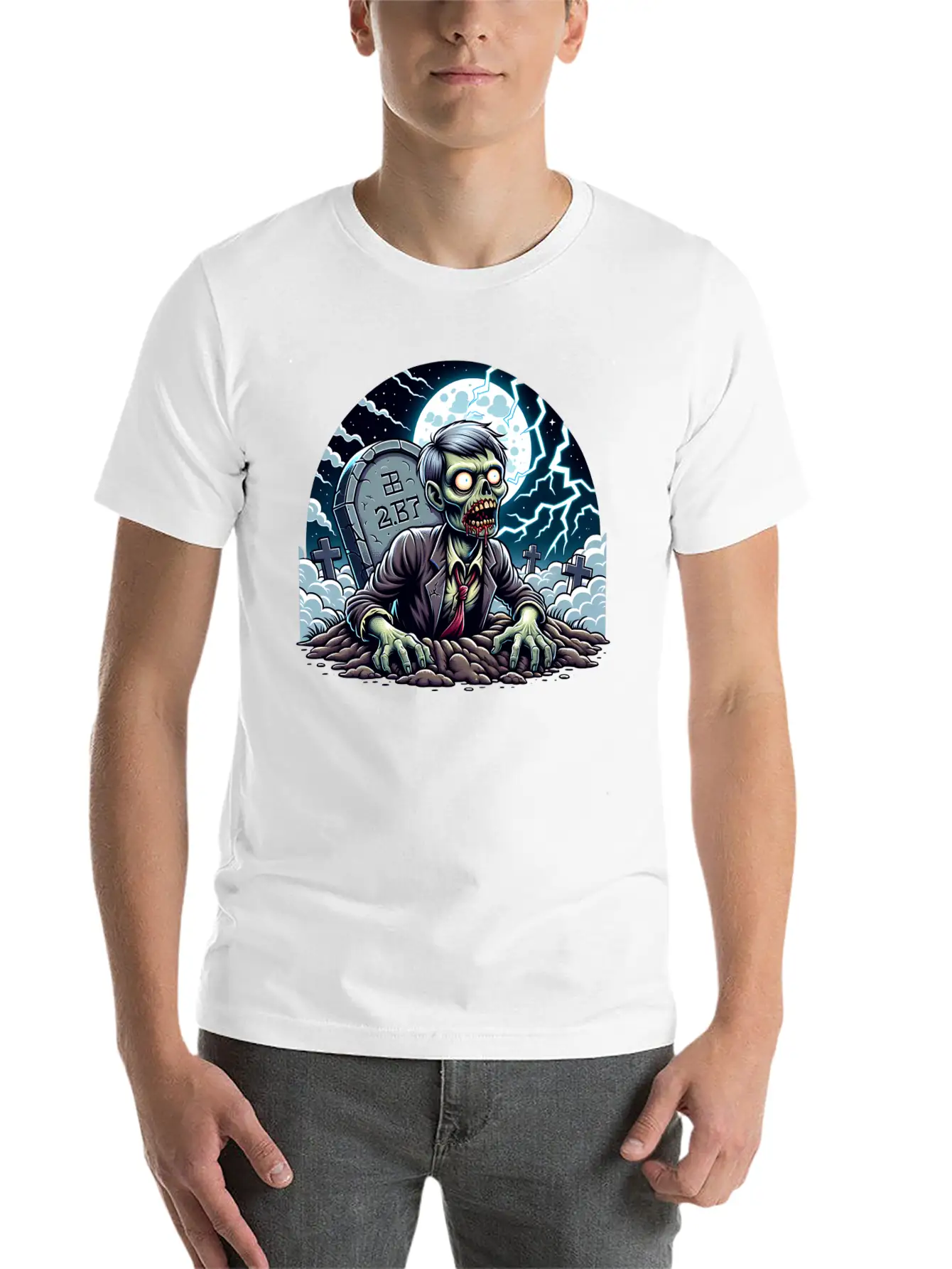 Happy Halloween Zombie Rising From Grave Relaxed Everyday Tee – Lightweight And Durable Cotton