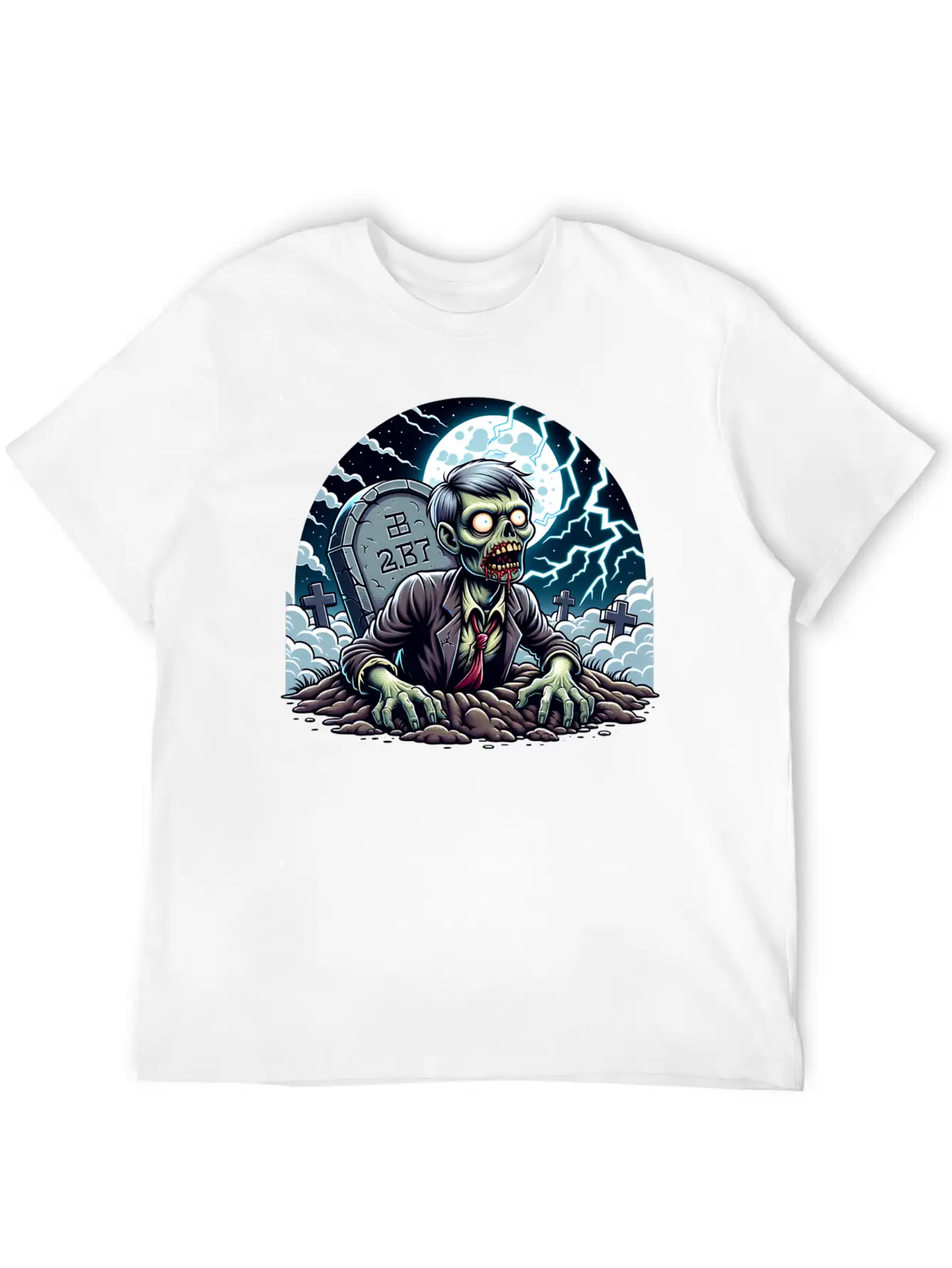 Happy Halloween Zombie Rising From Grave Relaxed Everyday Tee – Lightweight And Durable Cotton