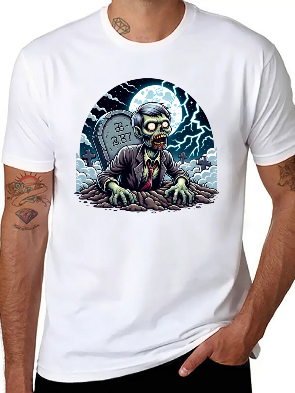 Happy Halloween Zombie Rising From Grave Relaxed Everyday Tee – Lightweight And Durable Cotton