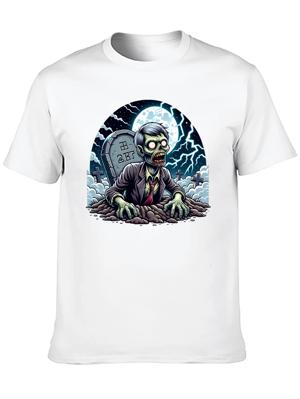Happy Halloween Zombie Rising From Grave Relaxed Everyday Tee – Lightweight And Durable Cotton