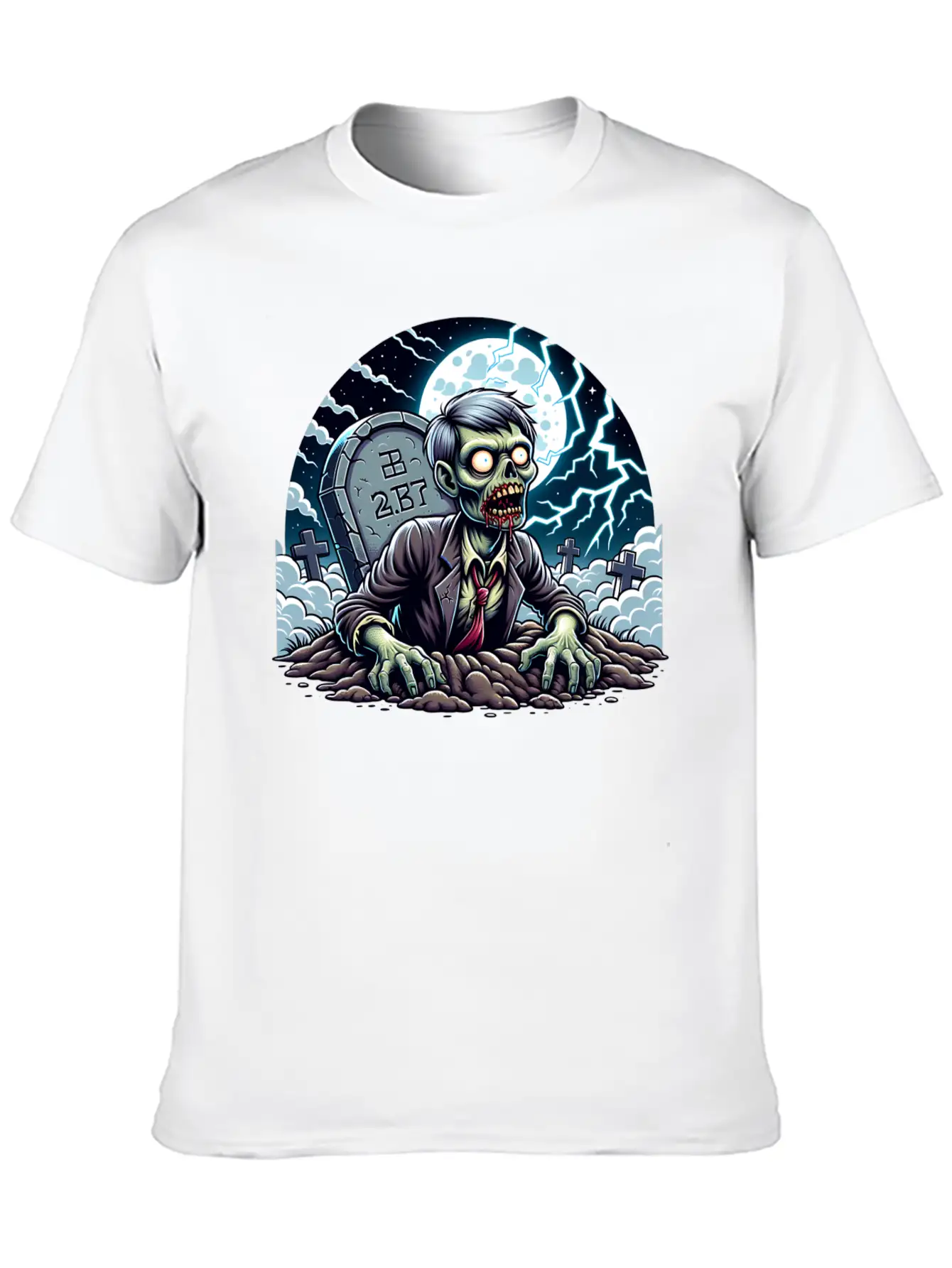Happy Halloween Zombie Rising From Grave Relaxed Everyday Tee – Lightweight And Durable Cotton