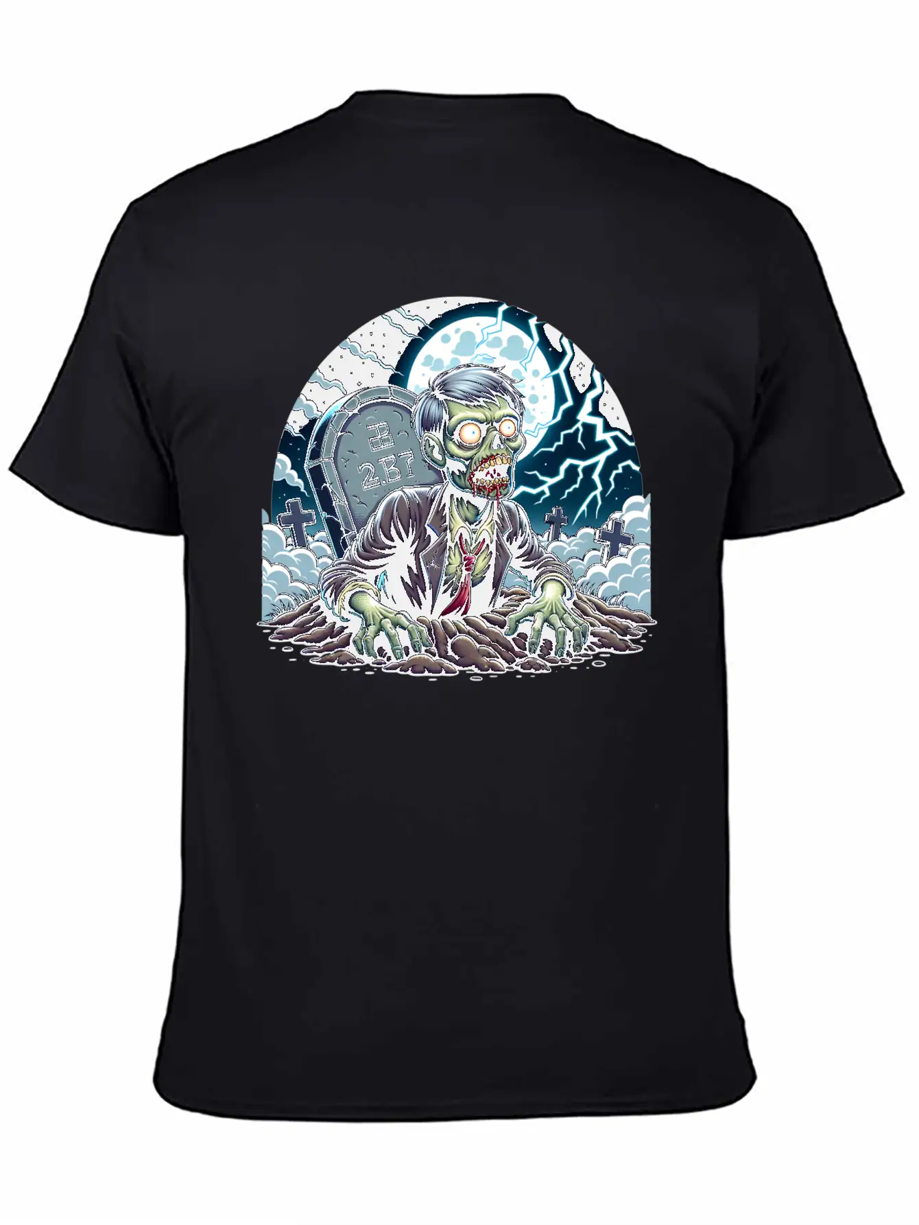 Happy Halloween Zombie Rising From Grave Relaxed Everyday Tee – Lightweight And Durable Cotton