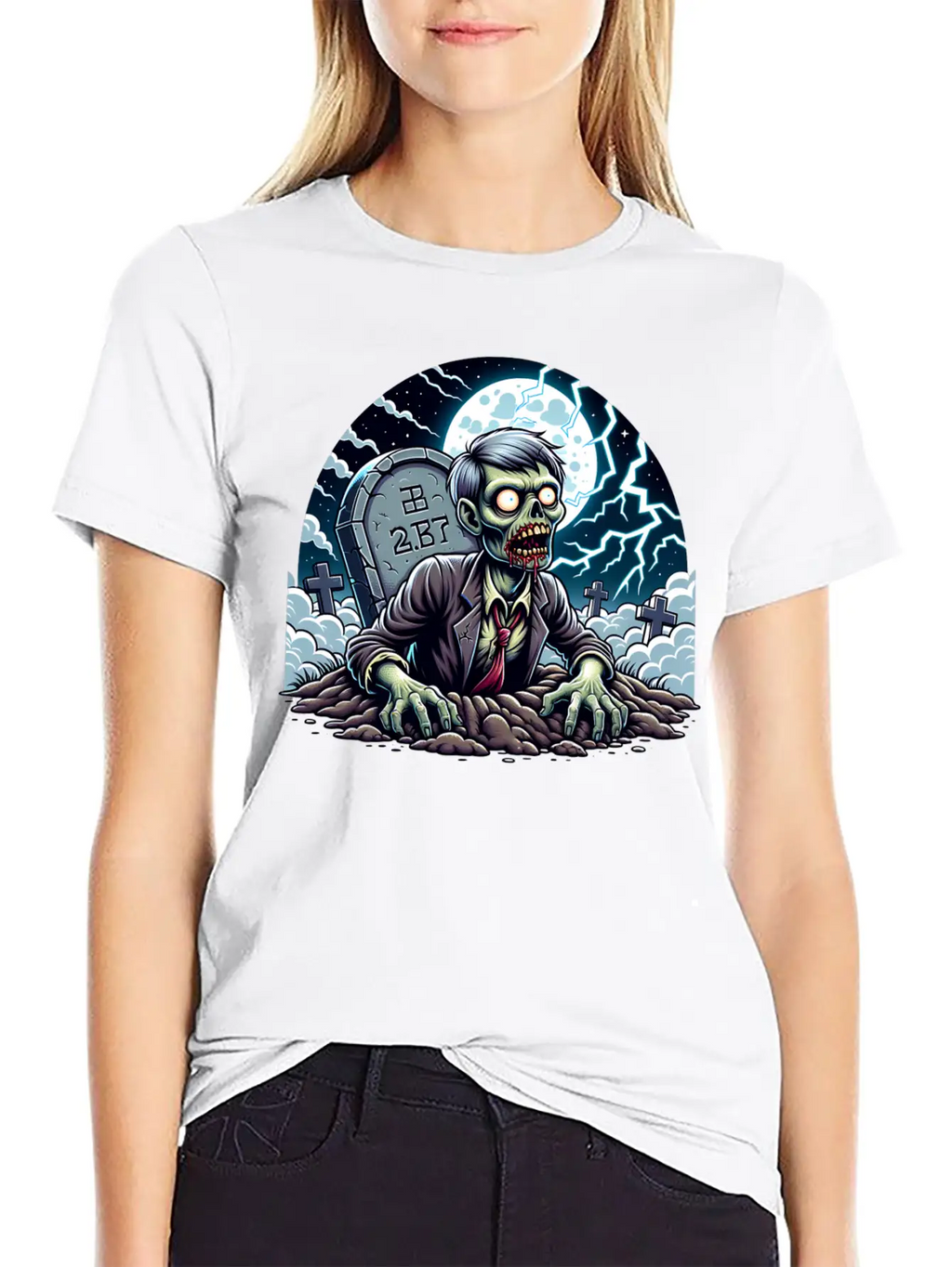 Happy Halloween Zombie Rising From Grave Relaxed Everyday Tee – Lightweight And Durable Cotton