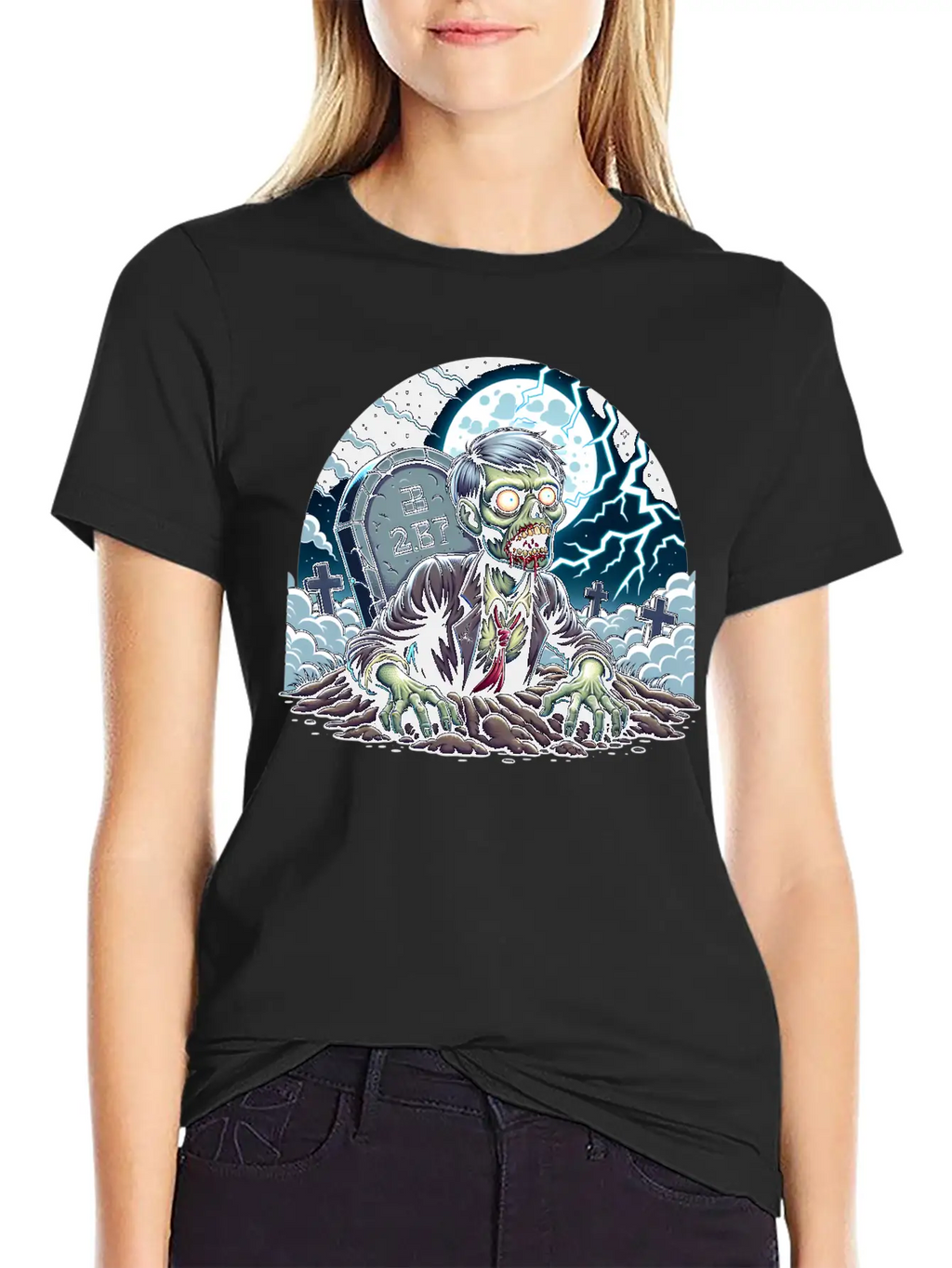Happy Halloween Zombie Rising From Grave Relaxed Everyday Tee – Lightweight And Durable Cotton