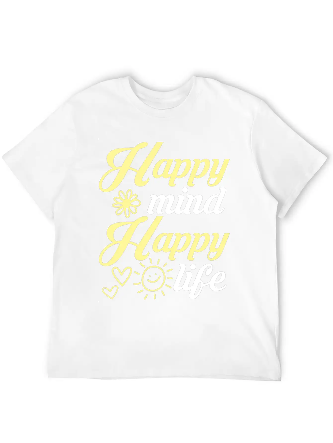 Happy Mind Happy Life Breathable Soft Cotton T-Shirt – Timeless Casual Look