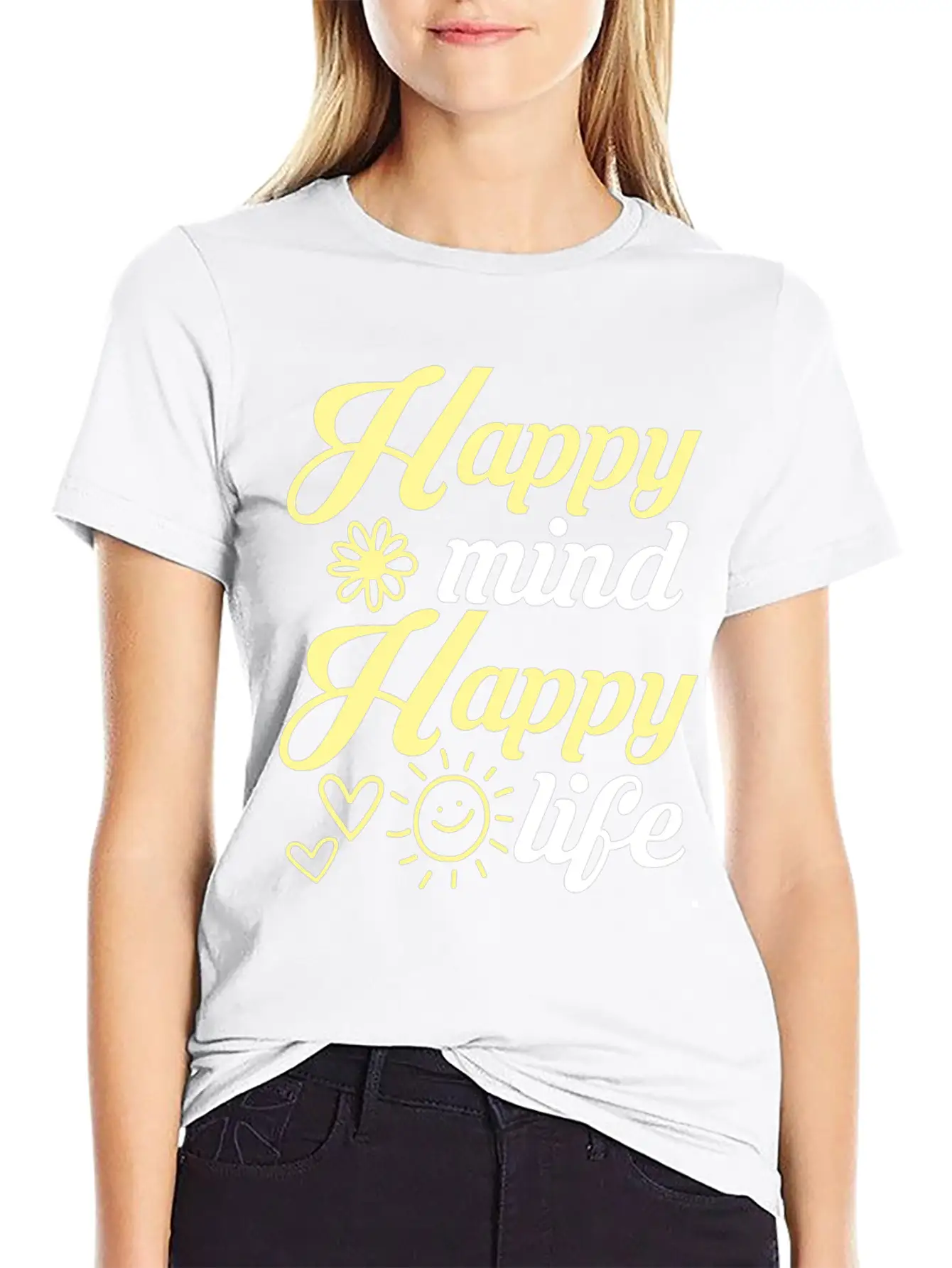 Happy Mind Happy Life Breathable Soft Cotton T-Shirt – Timeless Casual Look