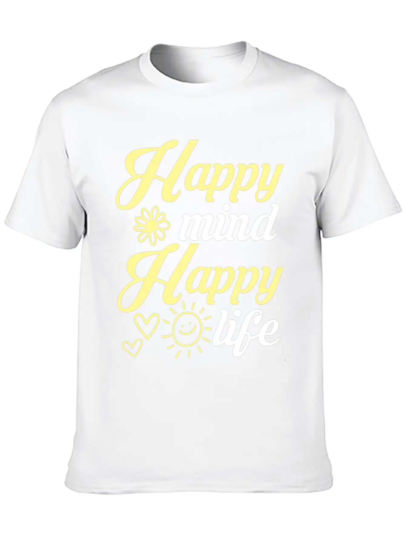 Happy Mind Happy Life Breathable Soft Cotton T-Shirt – Timeless Casual Look