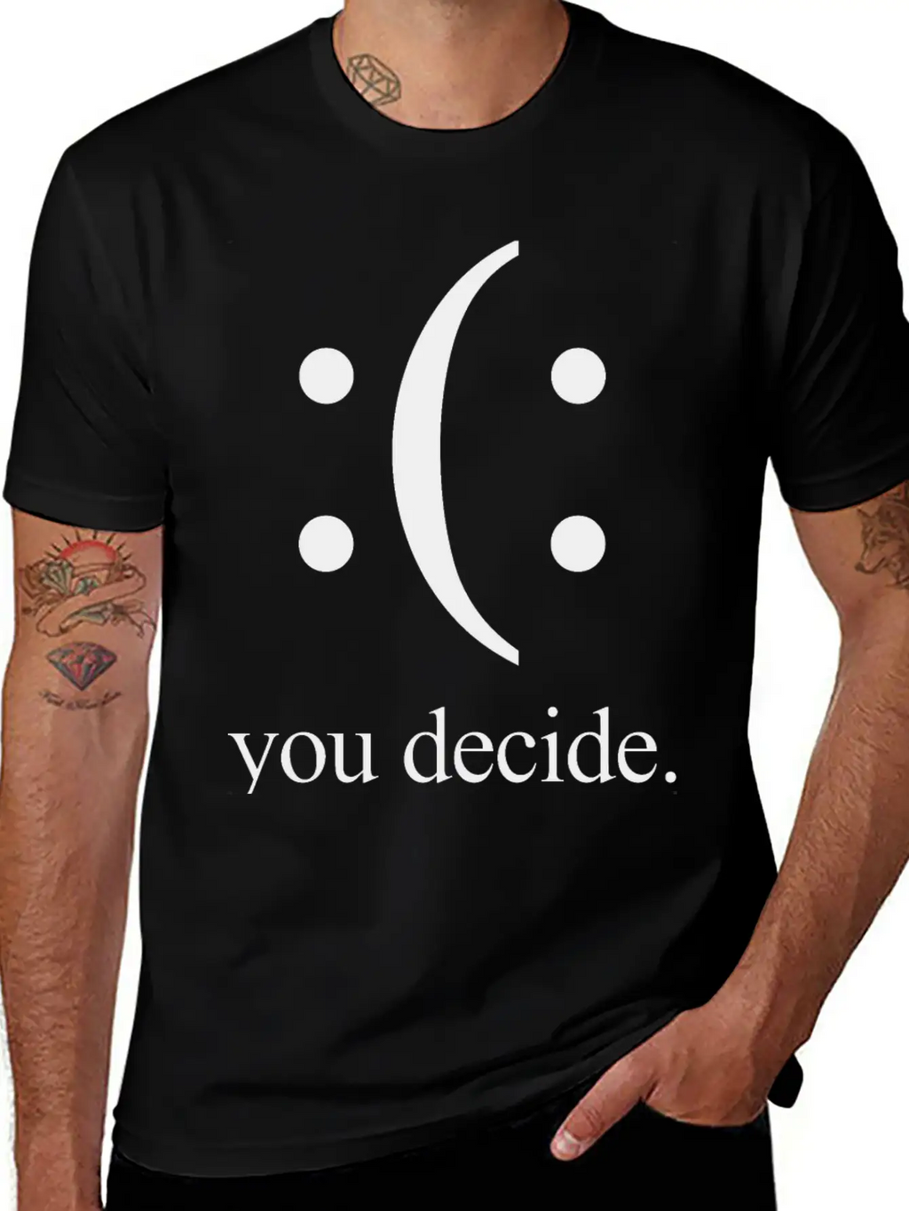 Happy Or Sad You Decide Black Breathable Soft Cotton T-Shirt – Timeless Casual Look