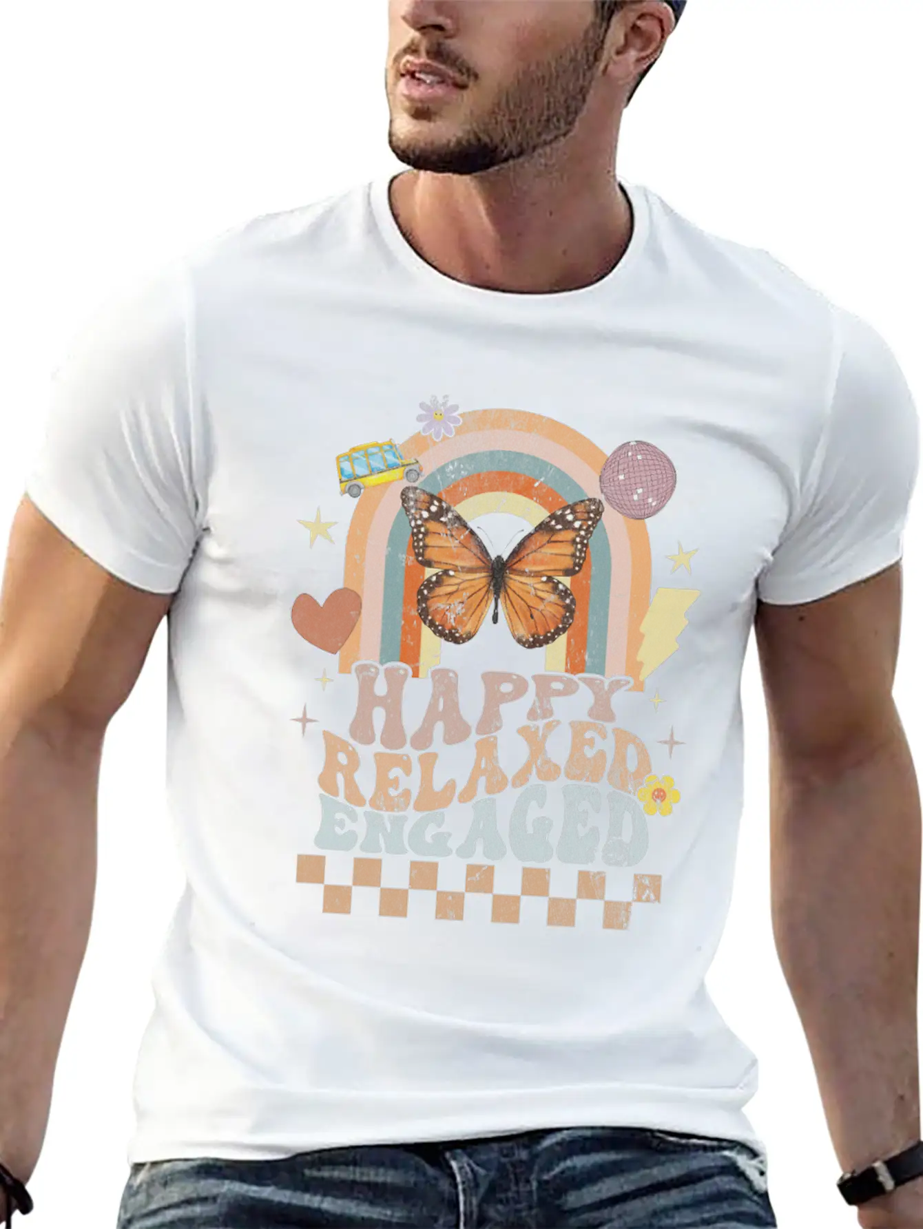 Happy Relaxed Engaged Aba Behavior Analyst Special Basic Graphic T-Shirt – Daily Comfort In Soft Cotton