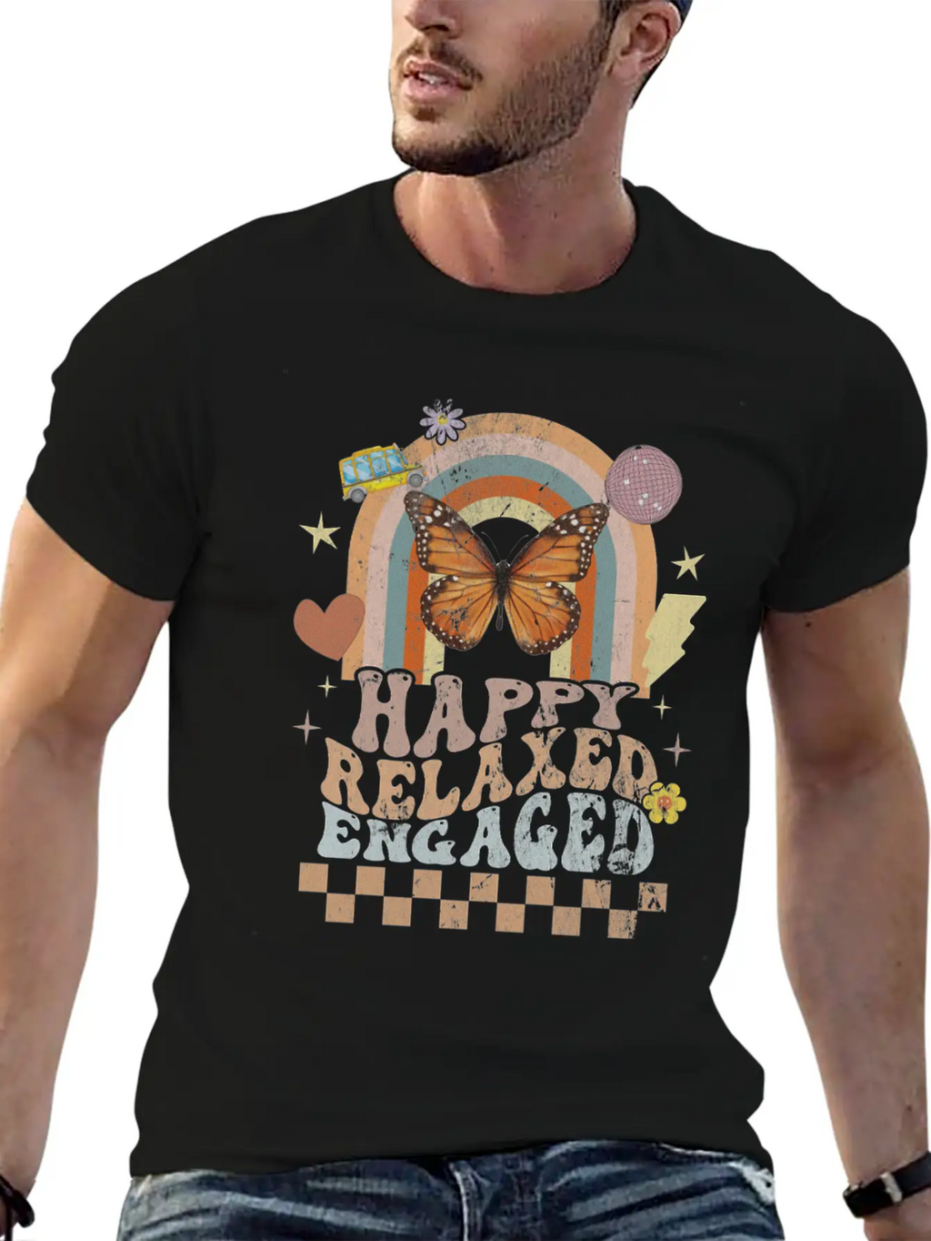 Happy Relaxed Engaged Aba Behavior Analyst Special Basic Graphic T-Shirt – Daily Comfort In Soft Cotton