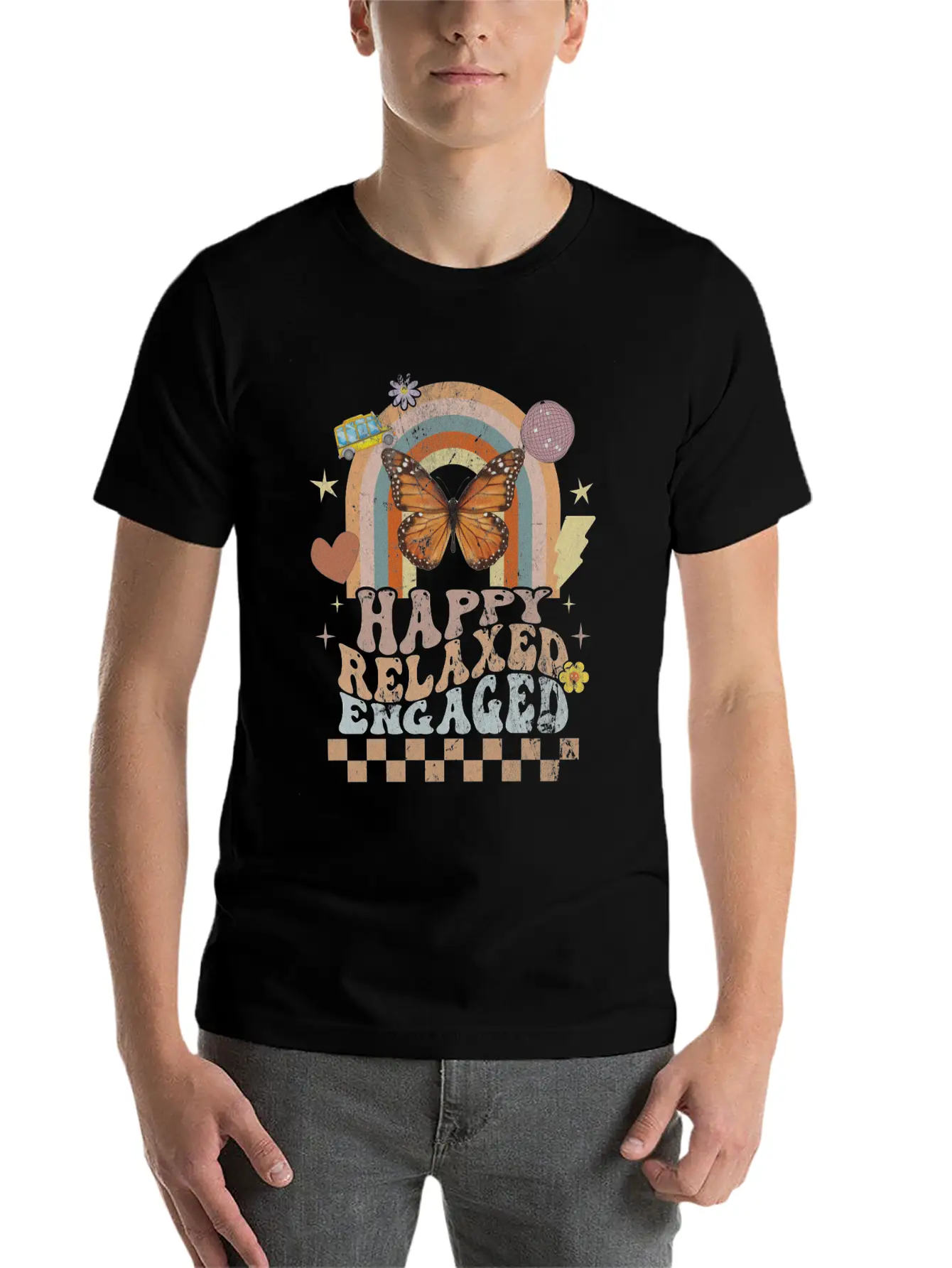 Happy Relaxed Engaged Aba Behavior Analyst Special Basic Graphic T-Shirt – Daily Comfort In Soft Cotton