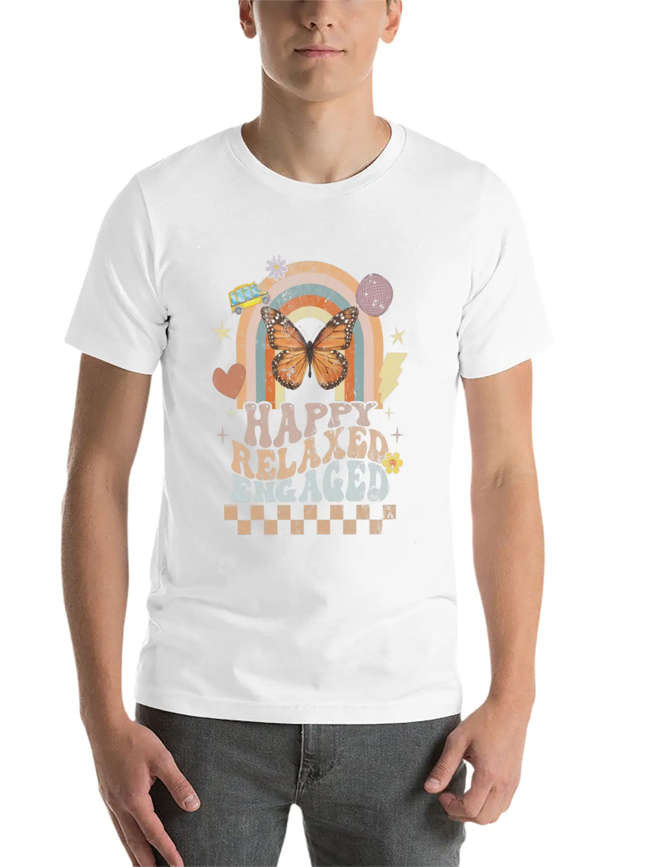 Happy Relaxed Engaged Aba Behavior Analyst Special Basic Graphic T-Shirt – Daily Comfort In Soft Cotton