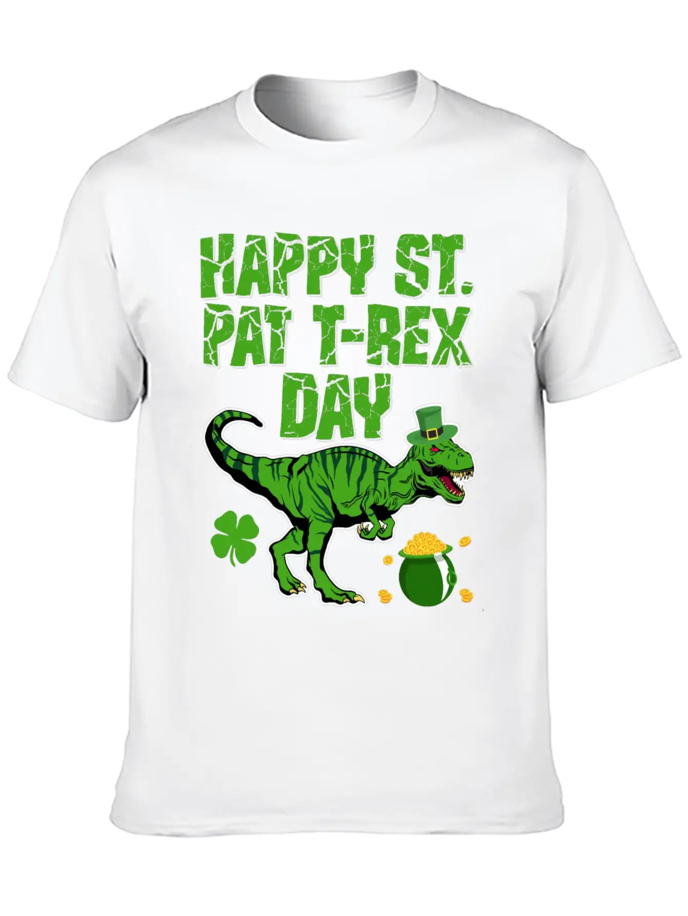 Happy St Pat T-Rex Day Dinosaur Shamrock St Timeless Short Sleeve Tee – Comfy And Minimalist Design