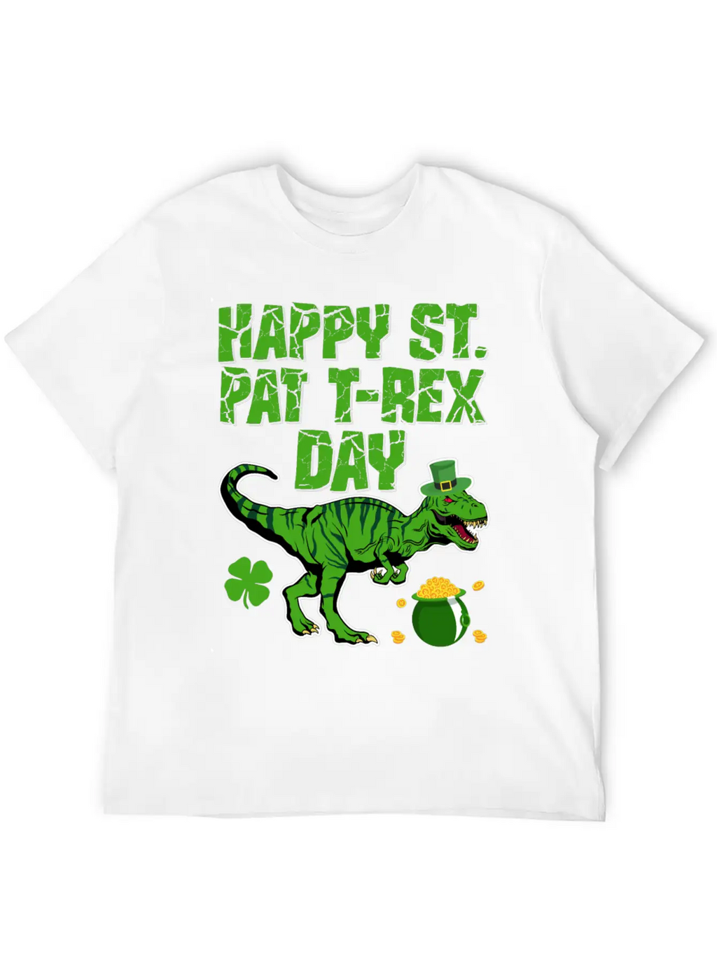 Happy St Pat T-Rex Day Dinosaur Shamrock St Timeless Short Sleeve Tee – Comfy And Minimalist Design