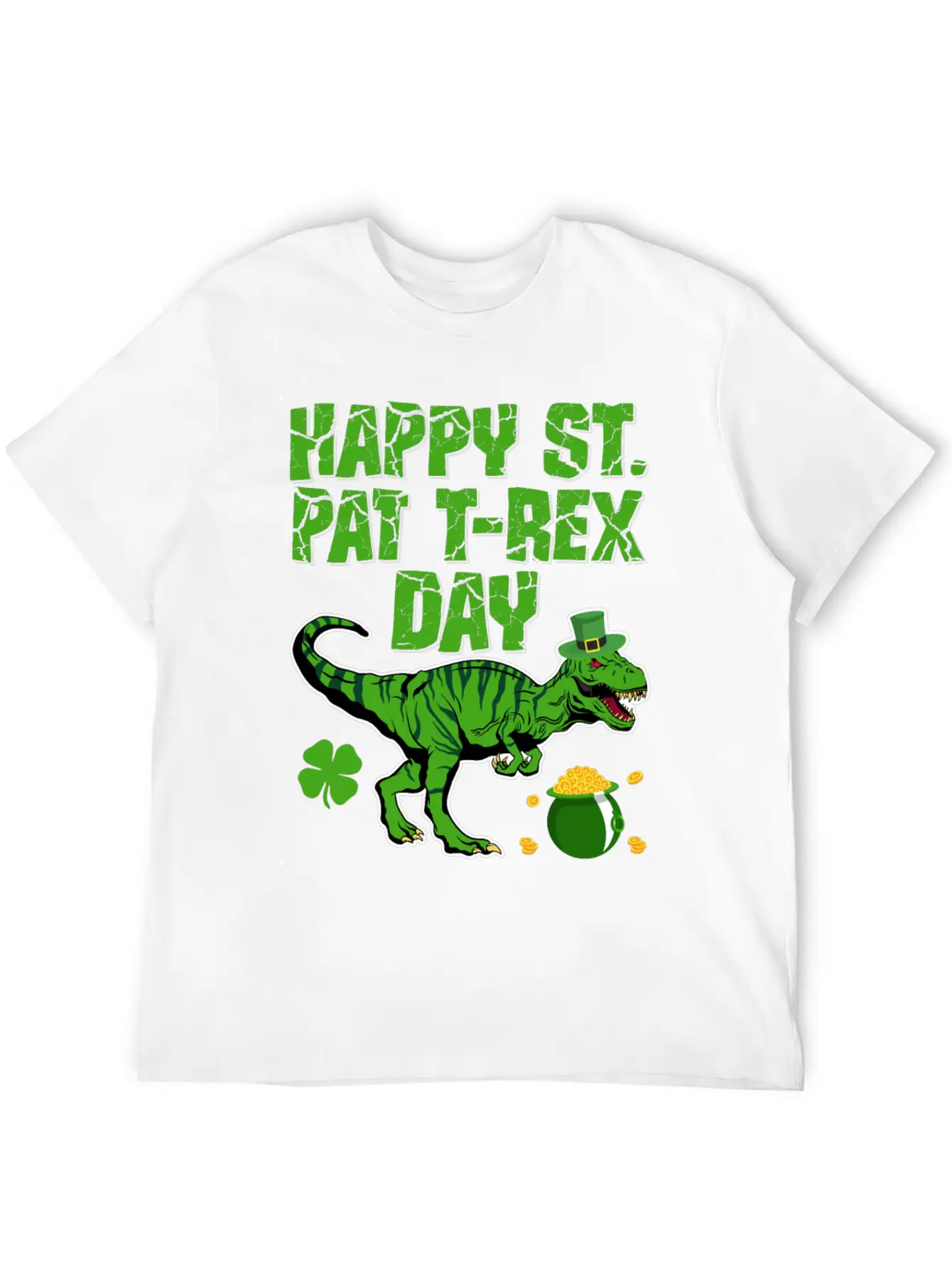 Happy St Pat T-Rex Day Dinosaur Shamrock St Timeless Short Sleeve Tee – Comfy And Minimalist Design