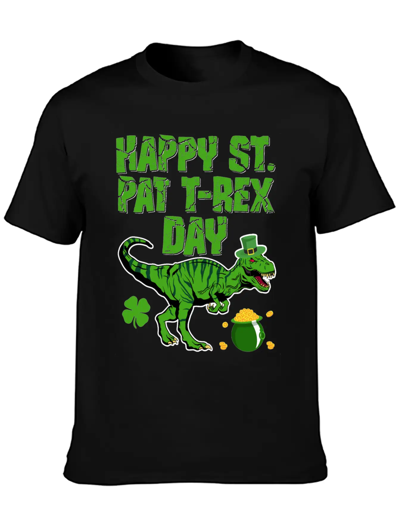 Happy St Pat T-Rex Day Dinosaur Shamrock St Timeless Short Sleeve Tee – Comfy And Minimalist Design