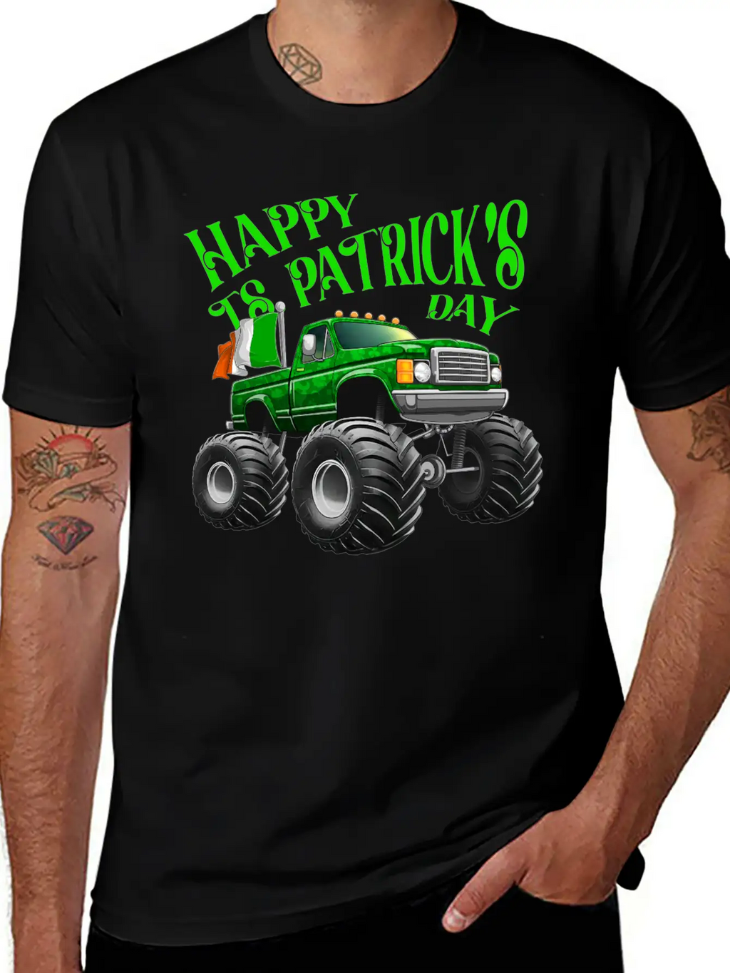 Happy St Patricks Day Toddler Lucky Monster Truck Classic Cotton Tee – Unisex Comfort For Any Season